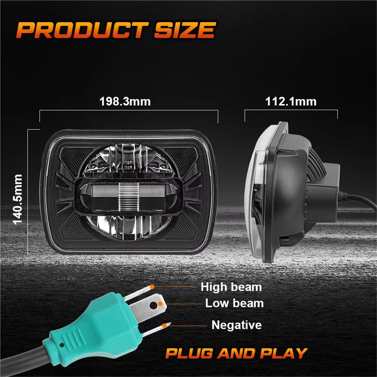 Faro Anteriore Gruppo 5x7 Ha Condotto Il Faro Angel Eyes Led 12v Quadrato Fari A Led Per Jeep Per Cherokee XJ Off Road YJ H6054 6052 6054 H5054 Set Di Fari(2 piece,002)