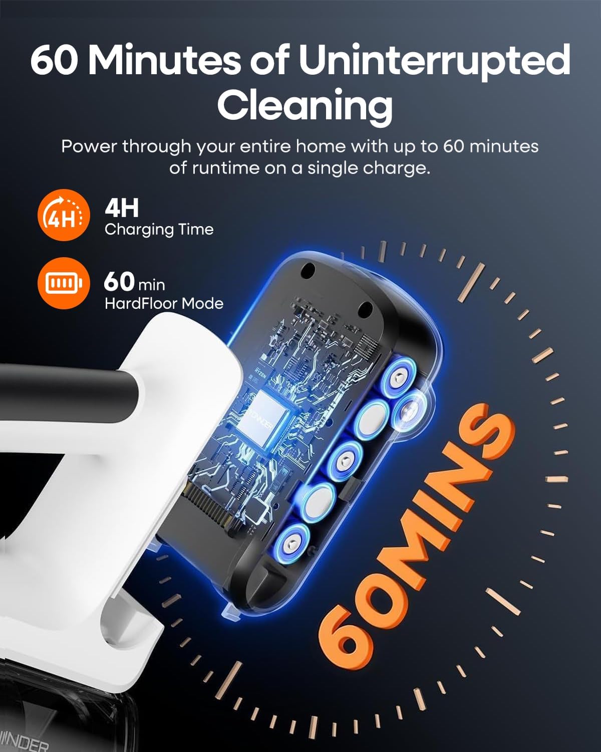YONNDER Cordless Vacuum Cleaner, 48KPA/550W/60Mins Powerful Stick Vacuum for Home, Anti-Tangle, Self-Standing, Lightweight, Charging Dock, Vacuum Cleaner for Hardwood Floor/Carpet/Pet Hair/Car, M1 Sliver image 5 of 8 B0F53TRLHG