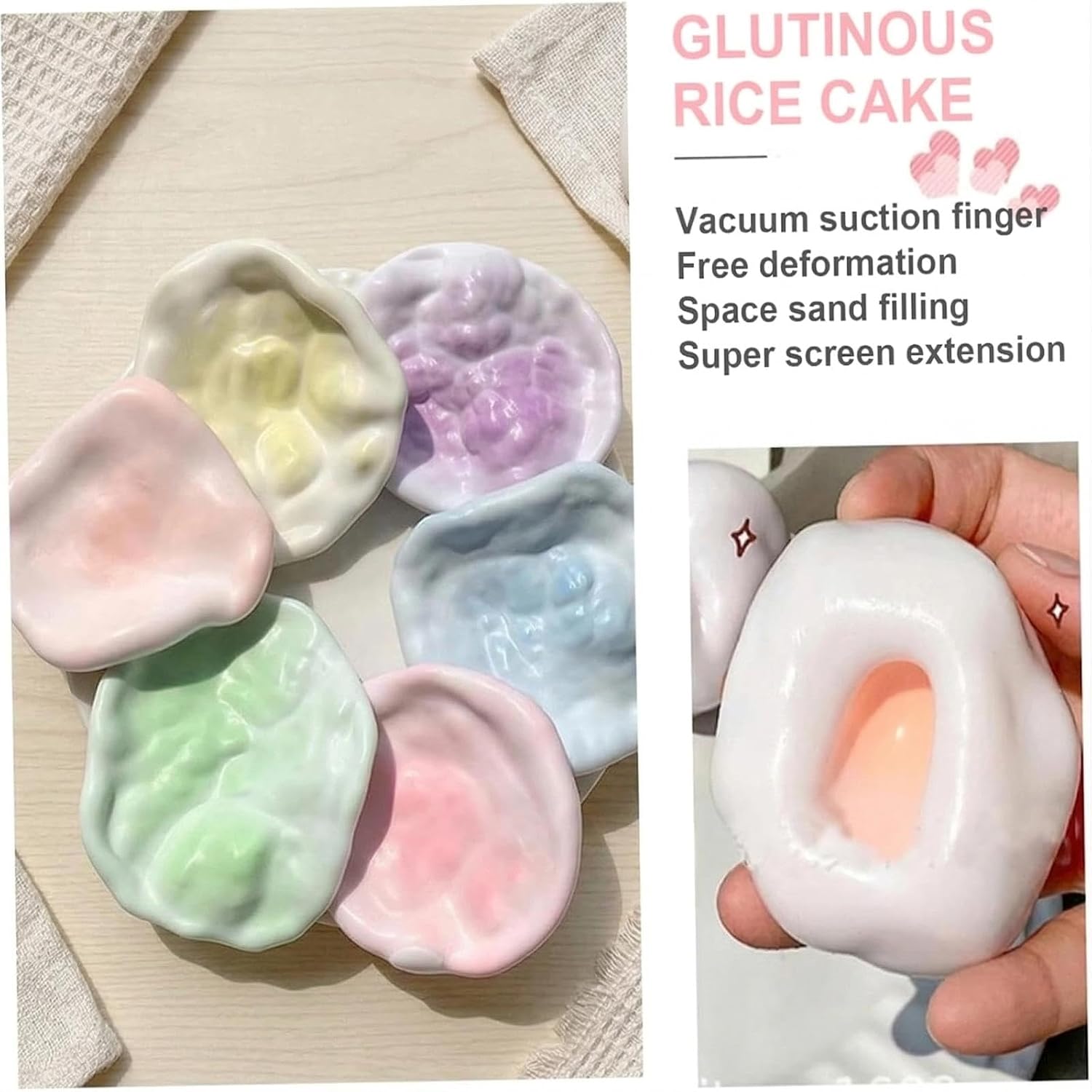 6Pcs Stress Relief Sand Glutinous Balls, Mini Stress Balls Squishys Fidget Toys, Colorful Soft Squeeze Balls for Adults, Funny Sensory Pinch Toy for Office Desk, Work & Travel