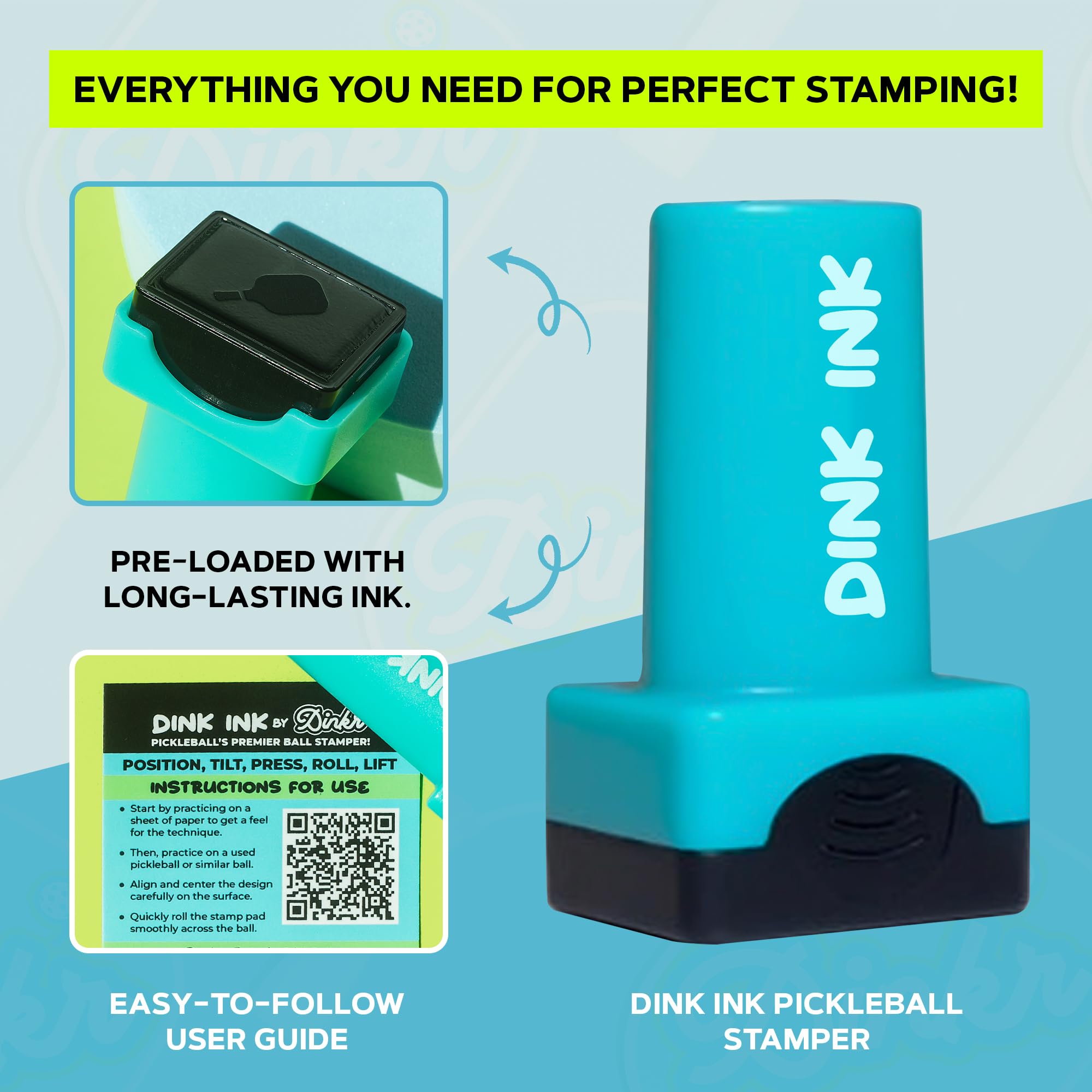 Dink Ink Letters - Pennarello riutilizzabile autoinchiostrante per pickleball, personalizza i tuoi sottaceti con precisione, inchiostro resistente ad asciugatura rapida e senza sbavature, perfetto per