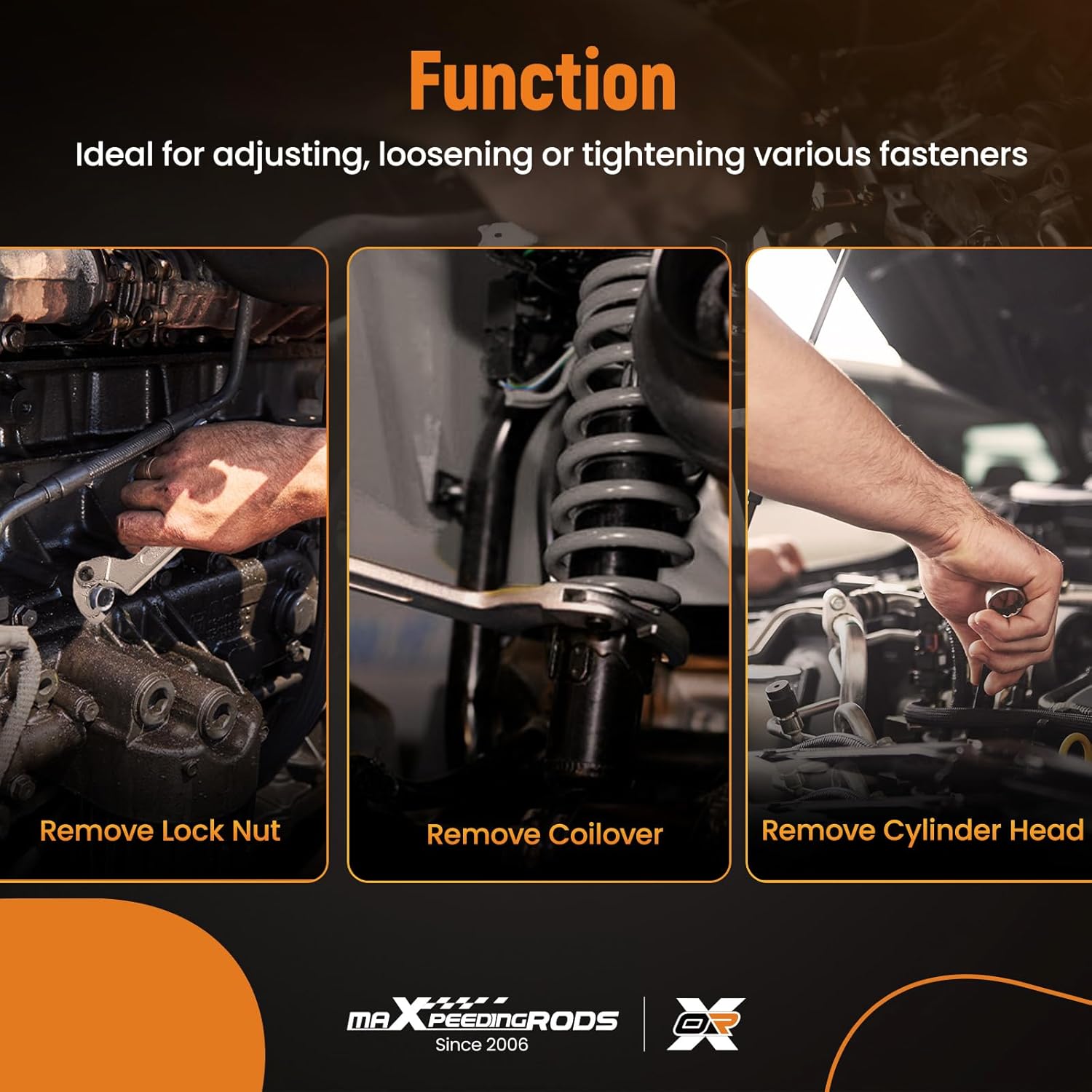 maXpeedingrods 8Pcs Spanner Wrench Set, Adjustable C Pin Coilover Hook Wrench Tool for Suspension System, Spanner Nut Wrenches with Changeable Heads for Pipes Heating Cars, 3/4" to 6-1/10"