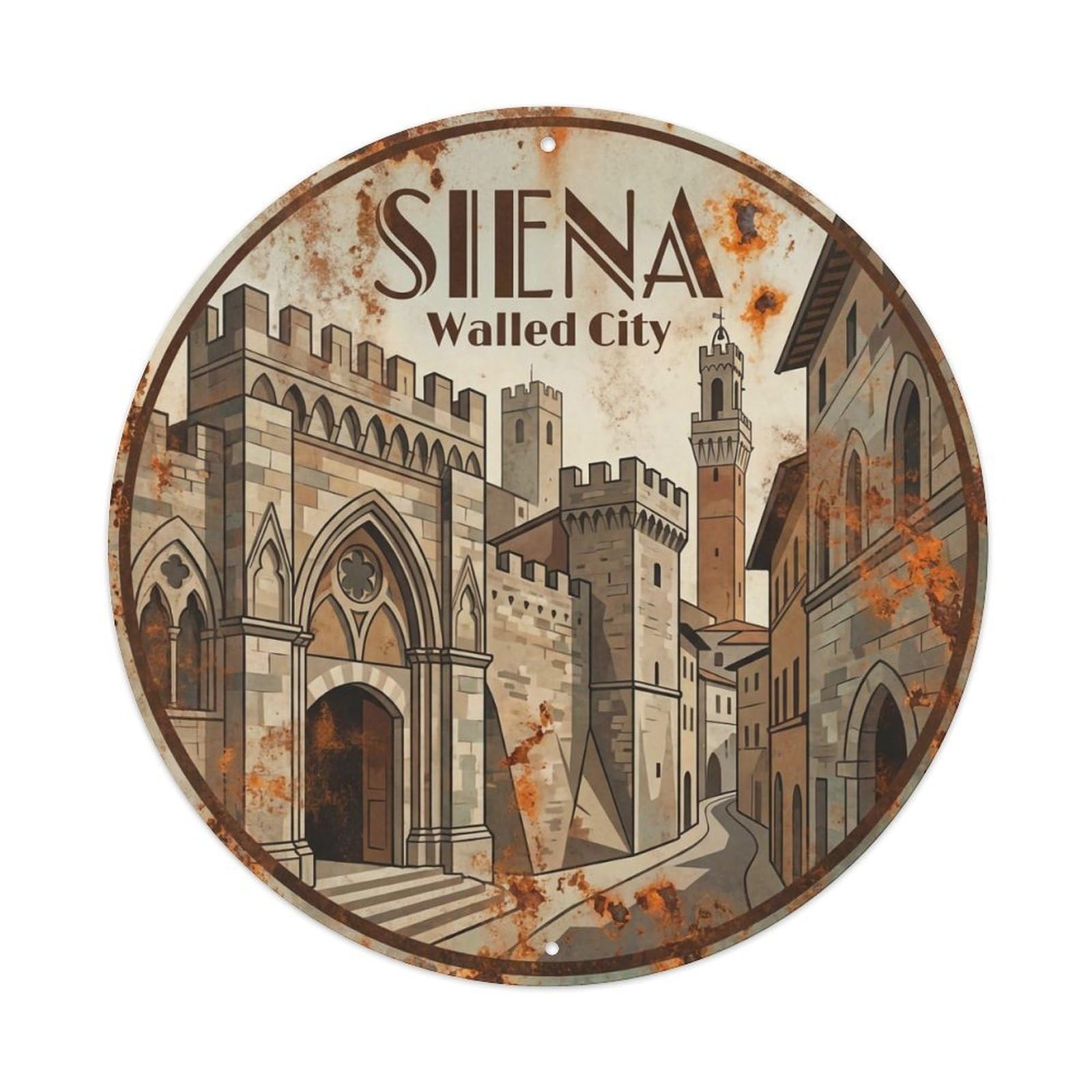Vintage Travel Siena Italy Journey Metal Tin Sign