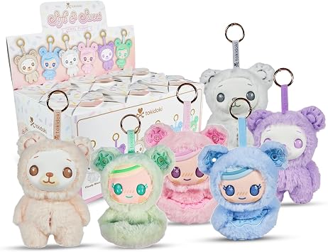 tokidokiTM- Soft & Sweet Vinyl Plush Blind Box - Collectible Plushies - Donutella & Biscotti Characters with Attached O-Ring - Cute Pastel Keychain - Mystery Blind Box - 5.5 in Collectibles - 6 Pack