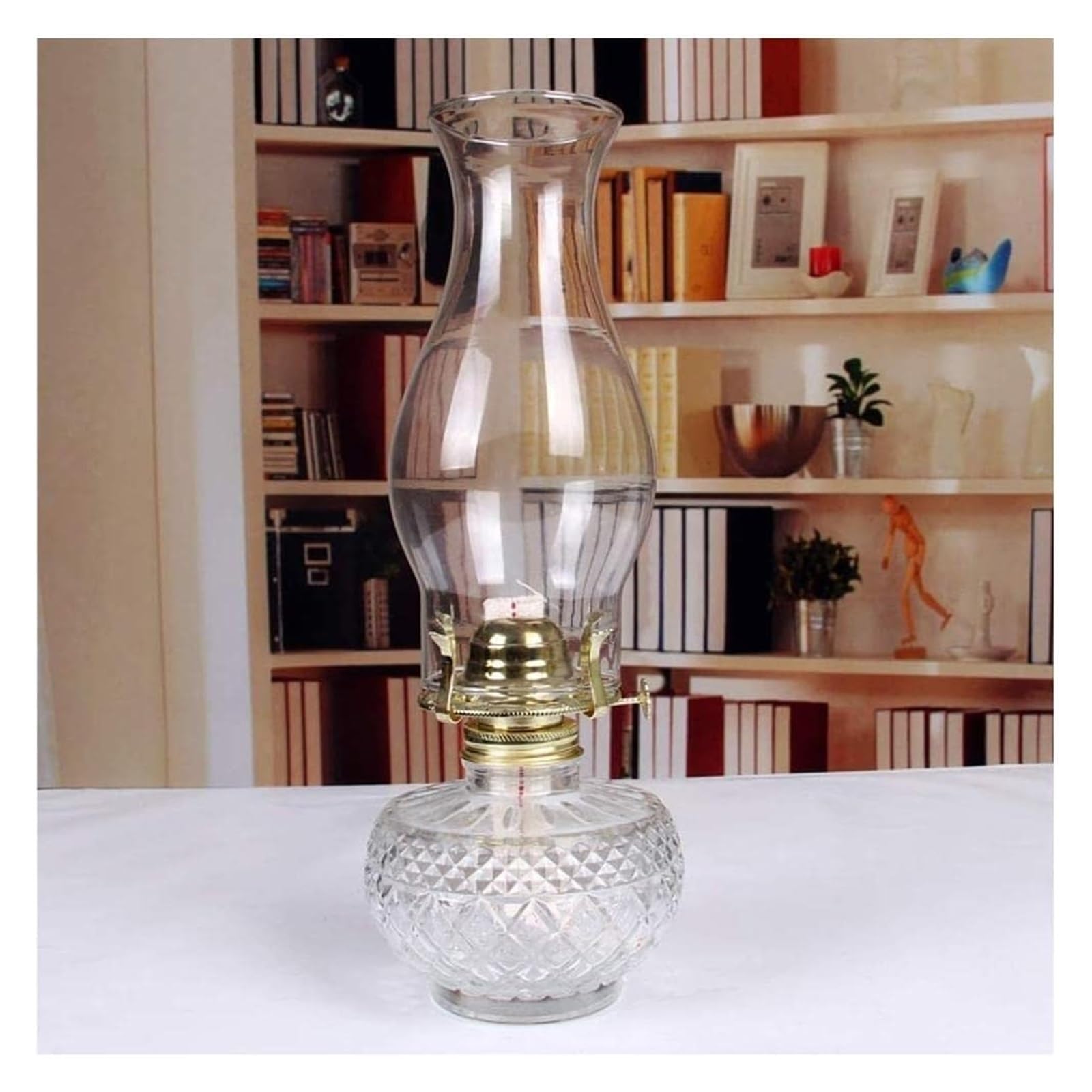 vfdaSWQQ kerosene lamp, Adjustable Fire Wick Nostalgic Antique Clear Hurricane Lamp Outdoor Camping Emergency Light
