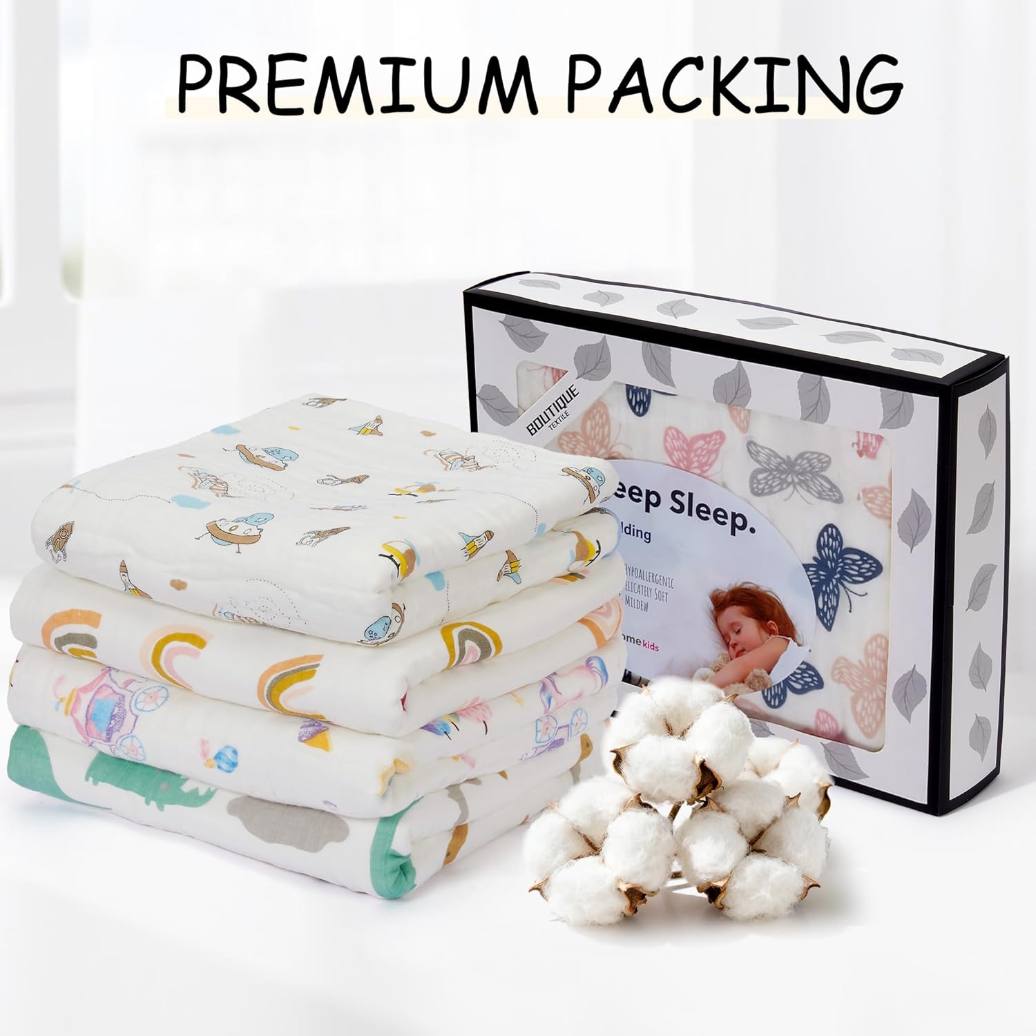 ZPECC Muslin Toddler Blanket Thicker, 47x47 Organic Cotton Kids Quilt Hypoallergenic for Baby Essentials Crib Stroller Daycare Cot, Butterfly - Image 6