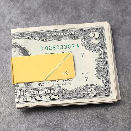 Miniatura 2 de Diamond2Deal Clip para dinero con diamantes de corte de estrella Kelly Waters chapado en oro (longitud 0.984 in ancho 1.969 in), Metal Diamante, No