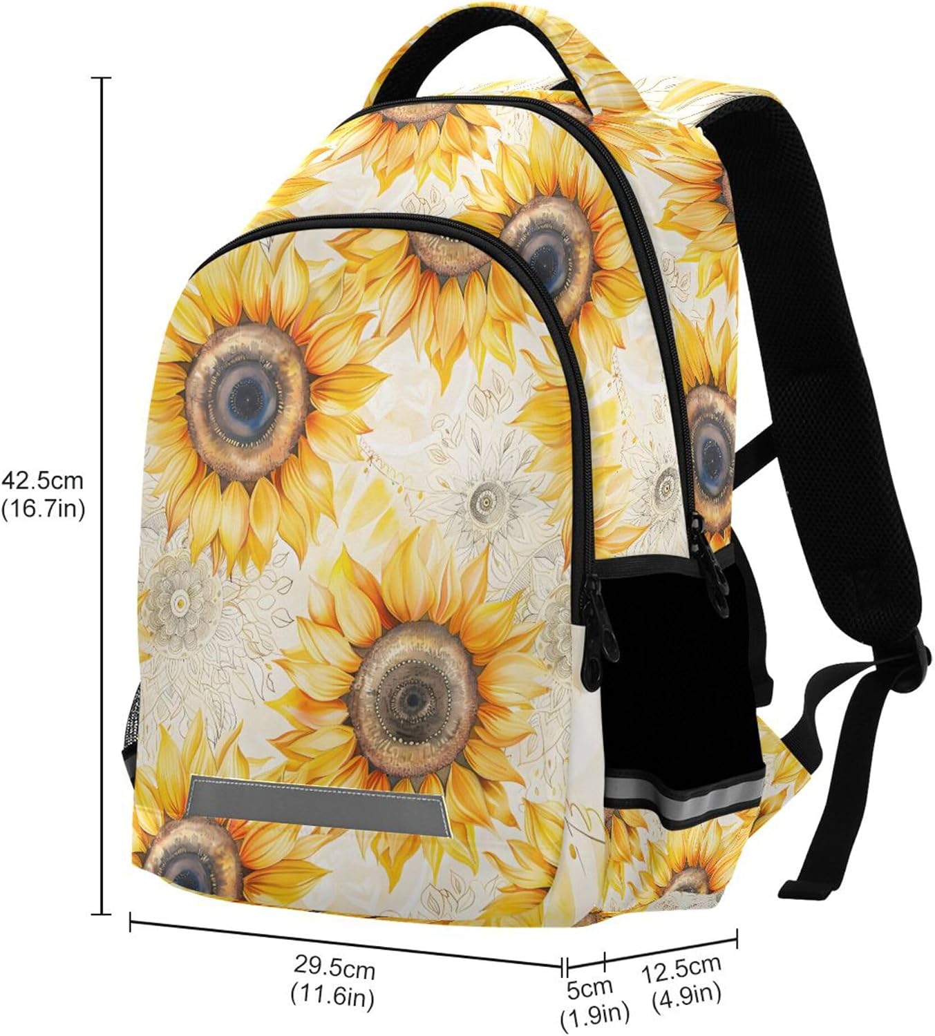 ALAZA Sunflower Mandala Backpack Purse for Women Men Personalized Laptop Notebook Tablet Bag Stylish Casual Daypack, 13 14 15.6 inch image 3