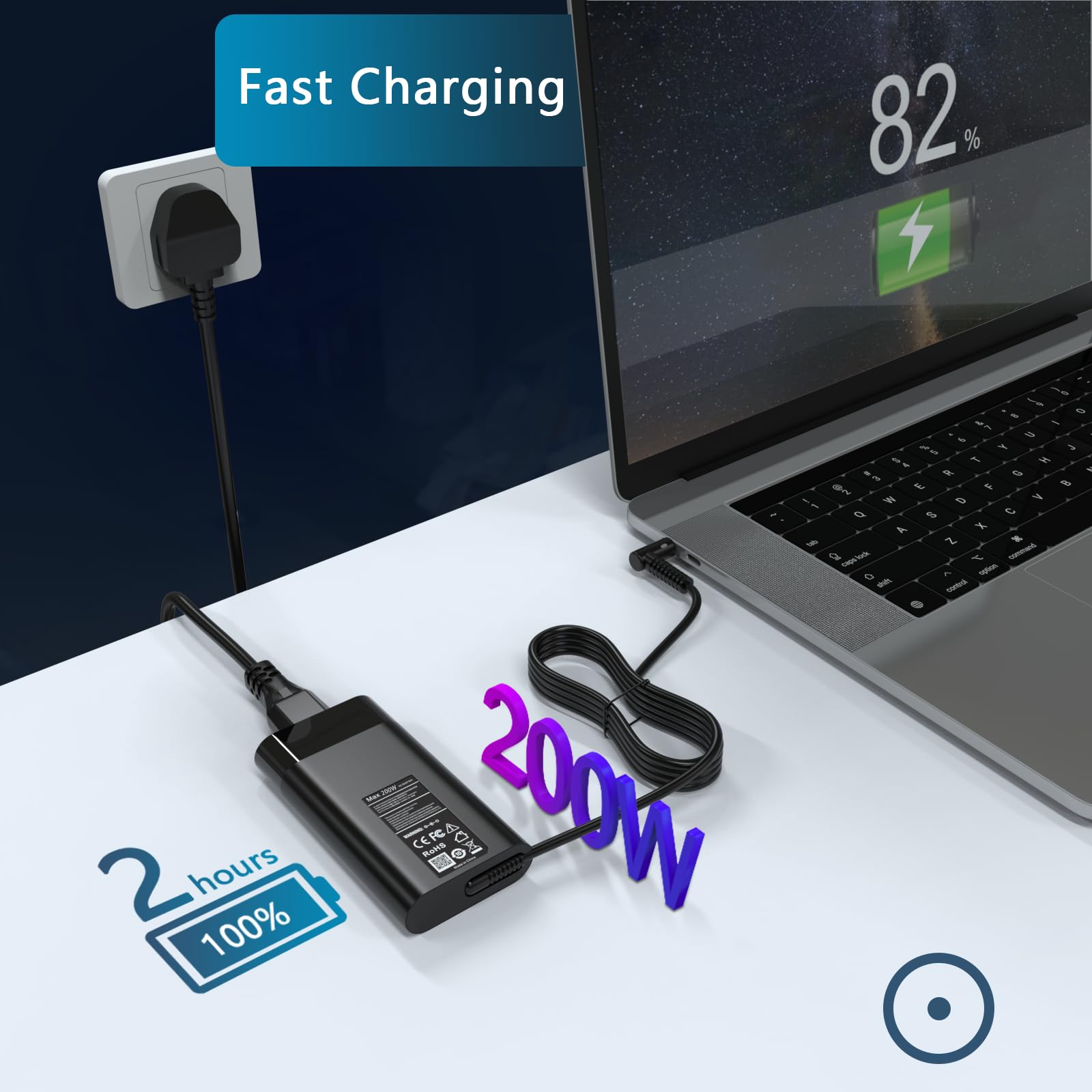 200W Gaming Laptop Charger Compatible with HP Omen 15 17/Victus Gaming 15 15t 16/ZBook Studio Fury 15 17 G10 G9 15-fa1010nr 15t-fa100 15z-fb100 16t-s000 ZBook 15u G3 G4 Workstation AC Adapter