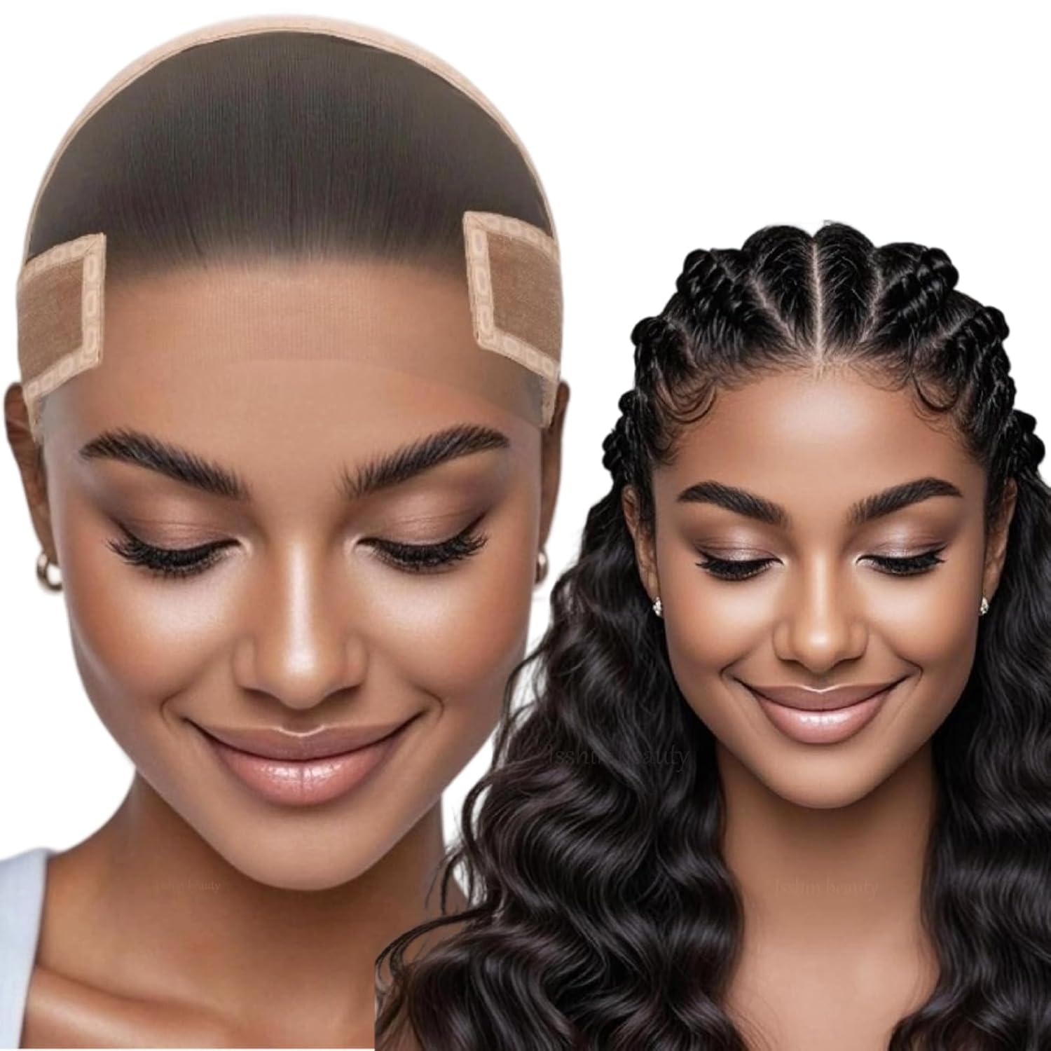 Isshin Beauty Wig Grip Cap for Glueless Wigs: 11x5 Extra Wide Lace Non-Slip Lace Front Gripper with Ear Cutouts Adjustable Breathable Band for All-Day Secure Front Hold (Light Brown)