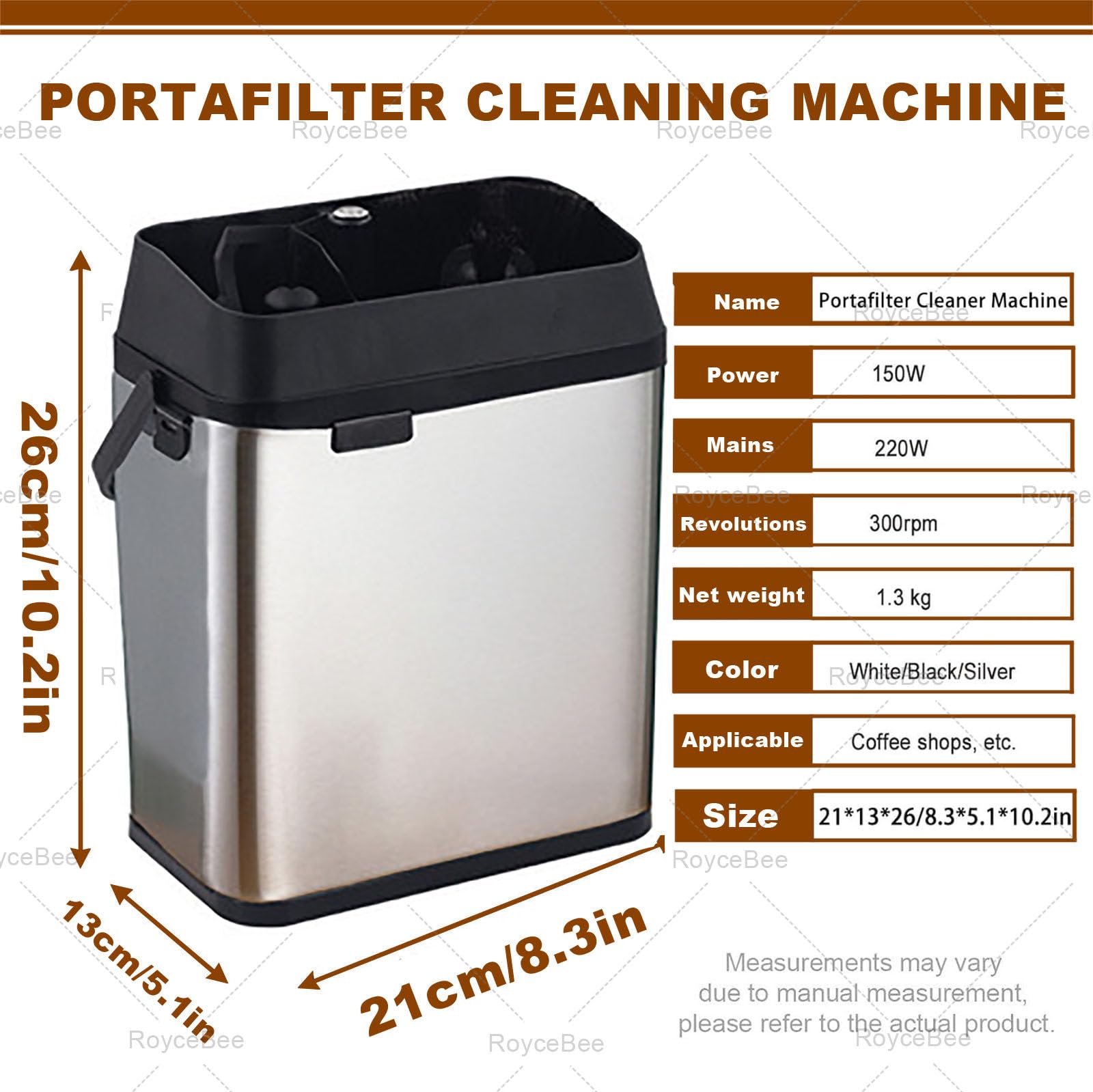 Limpiador de Portafiltros EléCtrico para Café, MáQuina De Limpieza AutomáTica de Mango de 58 Mm, Incluye 2 Raspadores y 1 Cabezal de Cepillo para El Hogar, CafeteríA, Restaurante Silver