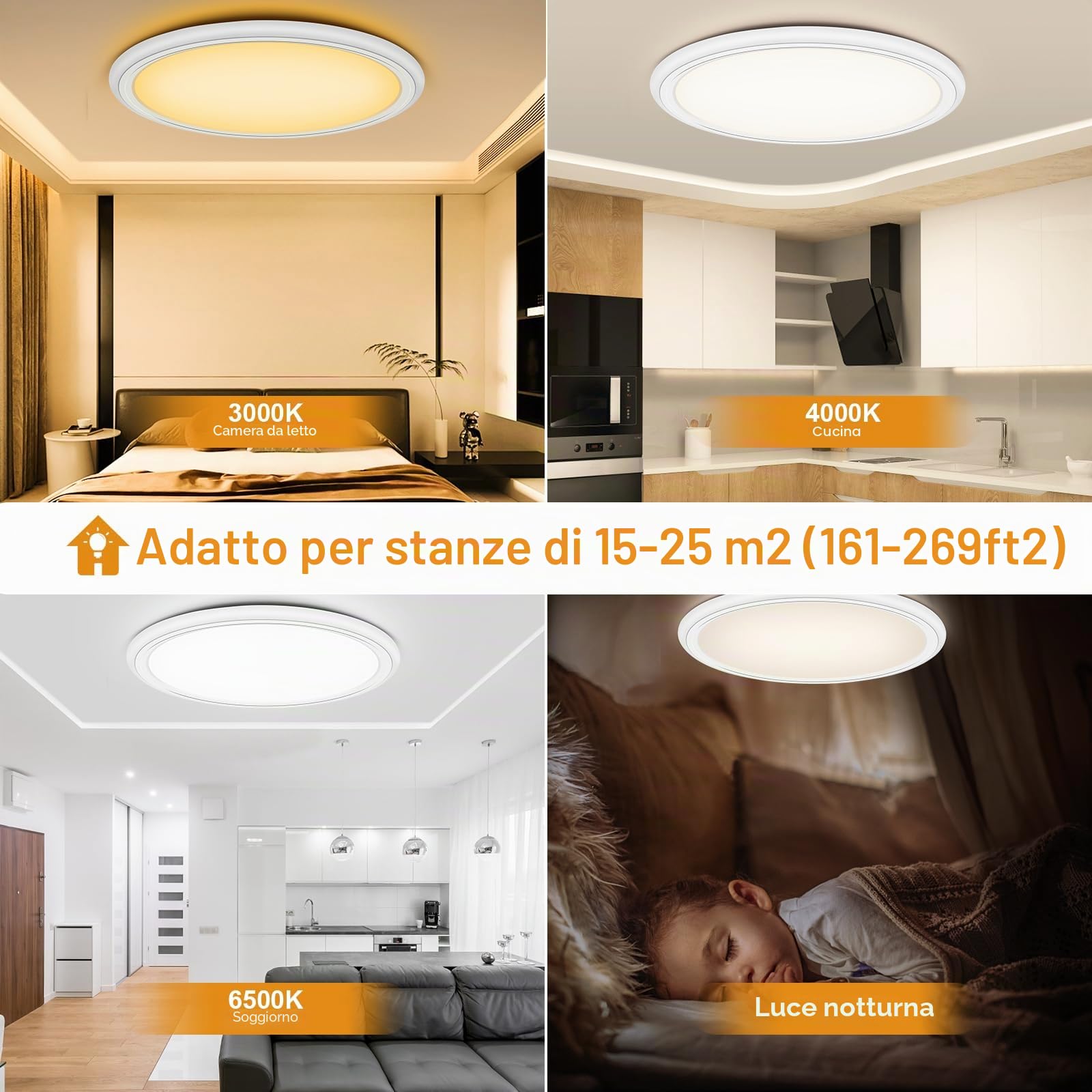 LEZOE Plafoniera LED RGB dimmerabile con telecomando, plafoniera LED 24W 2400LM dimmerabile cambia colore, pannello piatto 3000K-6500K IP54 per soggiorno camera da letto cameretta cucina 33x2,5 cm