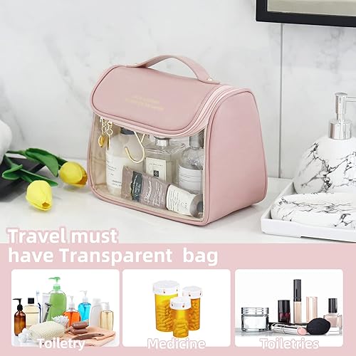Miniatura 5 de Bolsa de maquillaje transparente portátil con gancho, bolsa de aseo de viaje impermeable, trae bolsa de cosméticos para el cuidado de la piel,