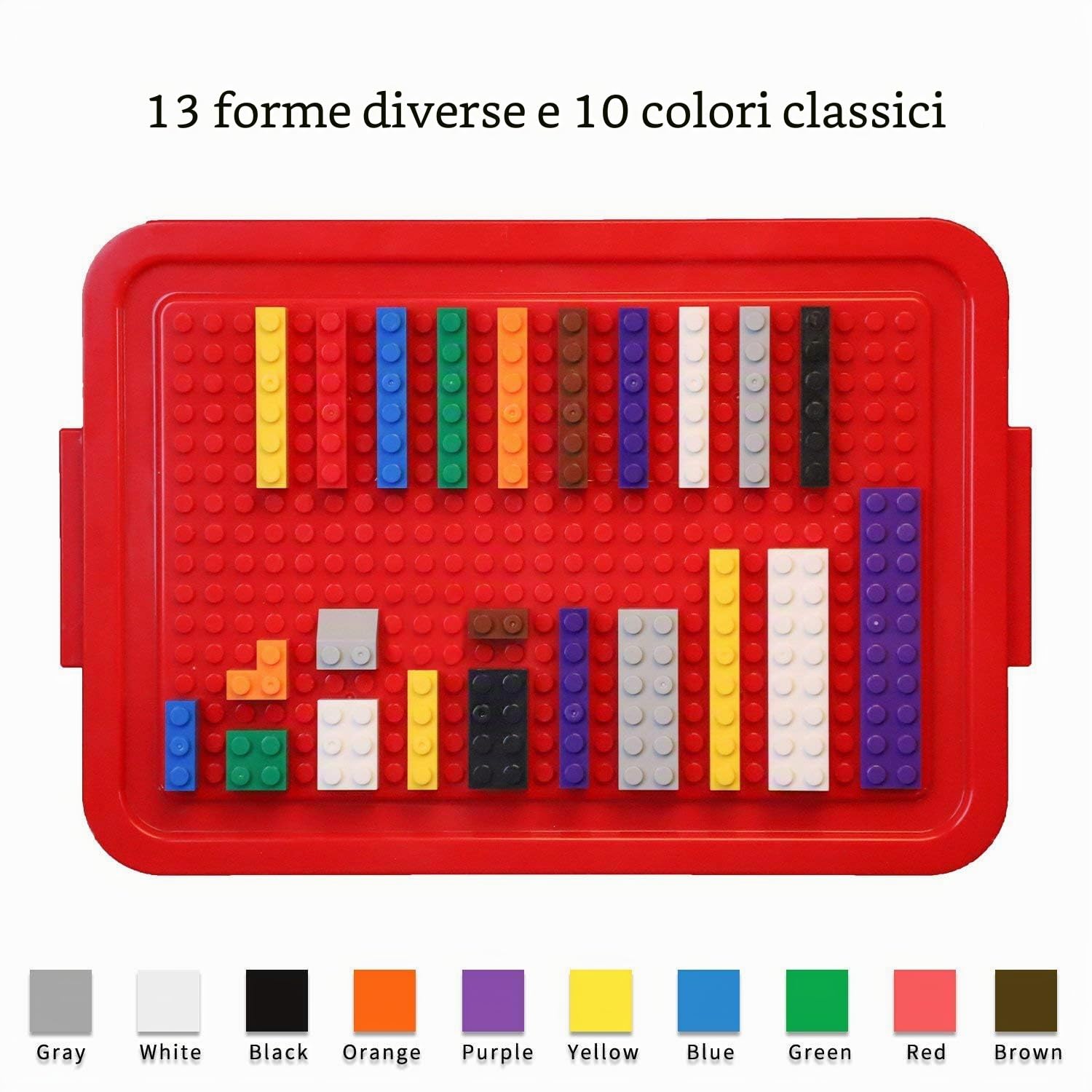 burgkidz Set di 520 Mattoncini da Costruzione con Contenitore Riutilizzabile, 500 Mattoncini di Base in 10 Colori con Ruote, Finestre e Porte, Blocco di Massa per Bambini 4-8 Anni, Ragazzi e Ragazze