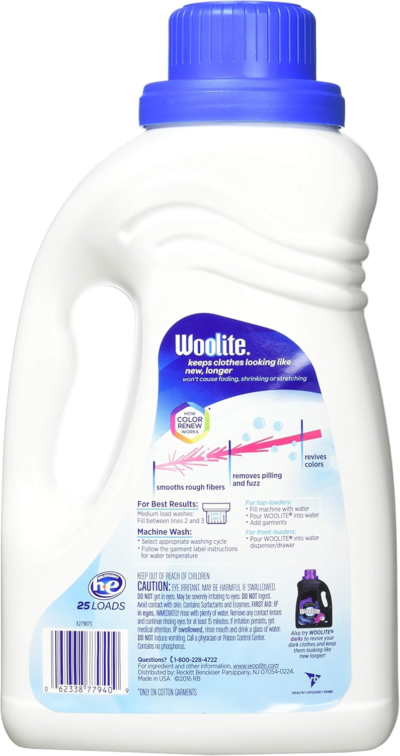Woolite Clean & Care Liquid Laundry Detergent, 2x33 Loads, 2x50oz, Regular& HE Washer, Gentle Cycle, sparkling falls scent,packaging may vary