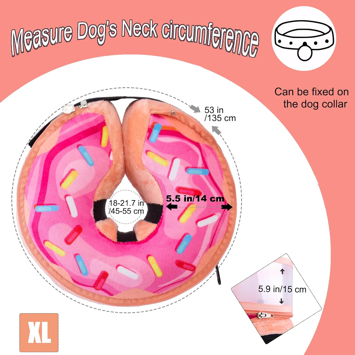 Inflatable Dog Cone Collar with Enhanced Anti-Licking, Soft Neck Donut for Dogs Cats, Recovery Pet Cone Collar After Surgery for Large Medium Small Dogs (Donut Pink2, X-Large)