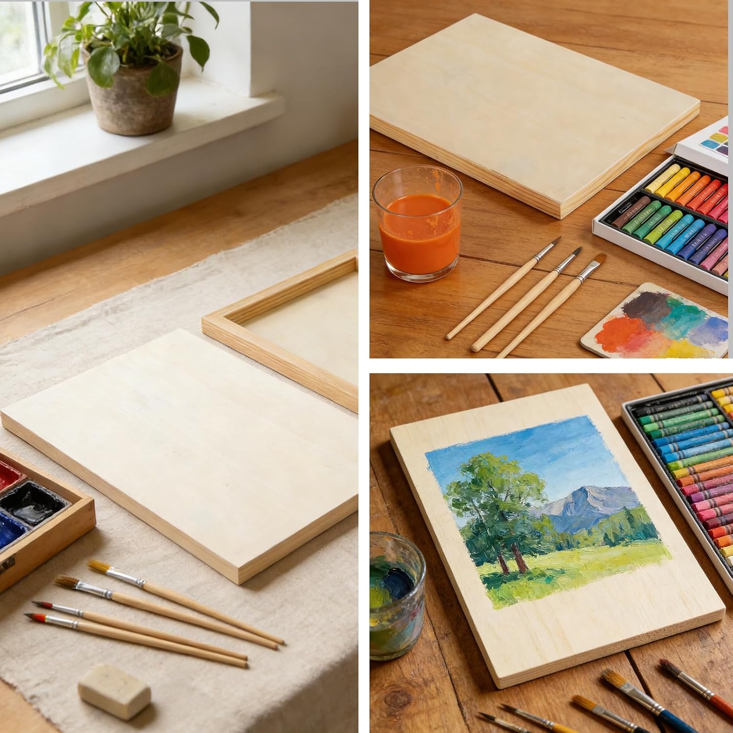 8PCS Wood Panels, 11×14 Inch Wooden Panel Canvas for Painting, Unfinished Craft Wood Boards Panels for Art Crafts, Painting, Pouring, DIY Projects with Oils, Acrylics