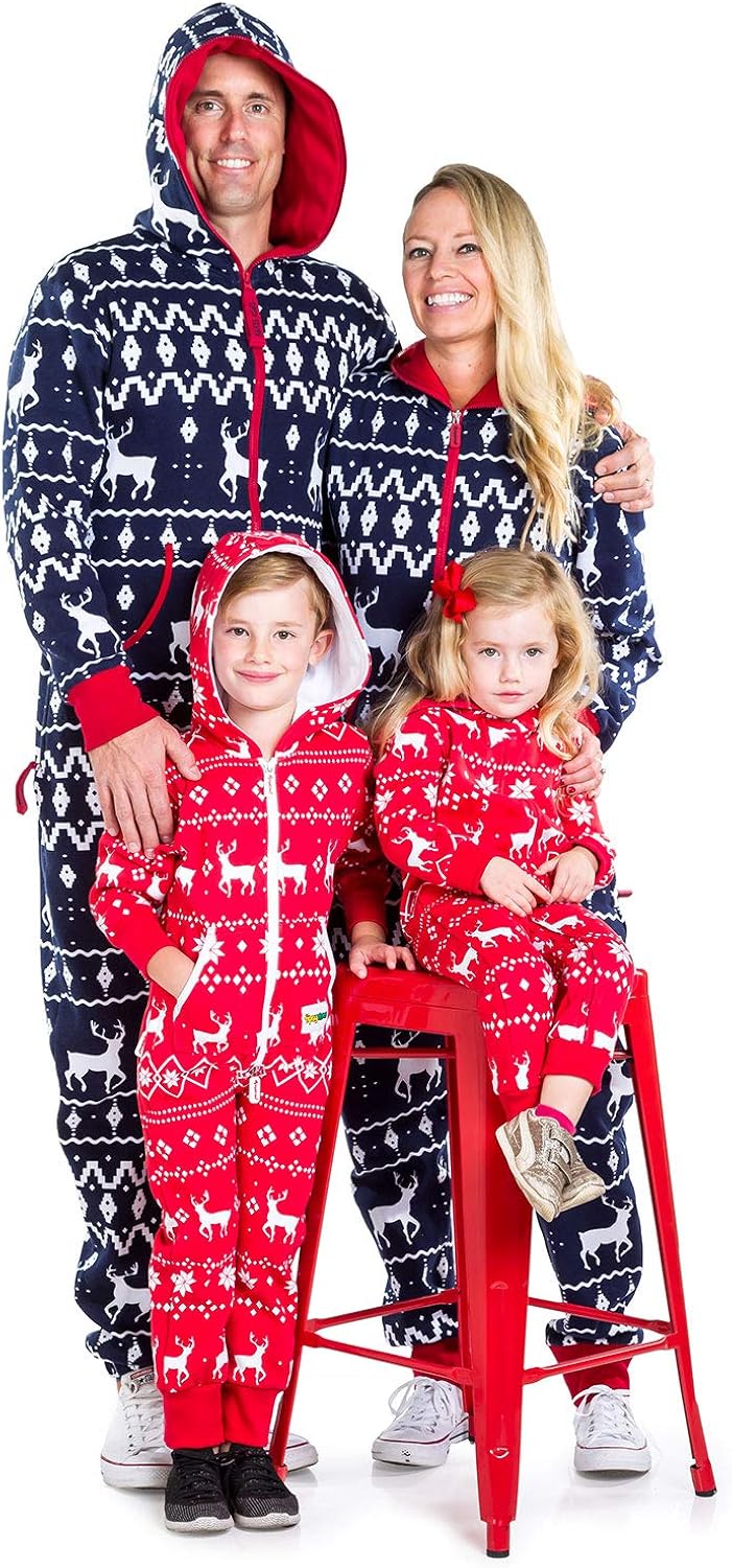 Tipsy Elves Men's & Women's Cozy Christmas Sweater Party - Fair Isle Blue Adult Cozy Jumpsuit : Clothing, Shoes & Jewelry