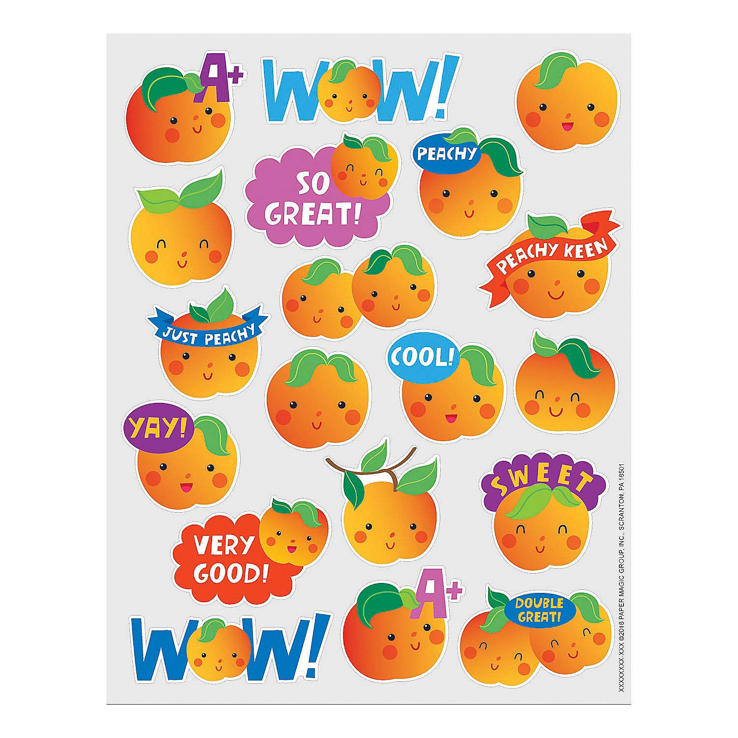Fun Express Peach Scented Stickers - 80 Pieces - Educational and Learning Activities for Kids
