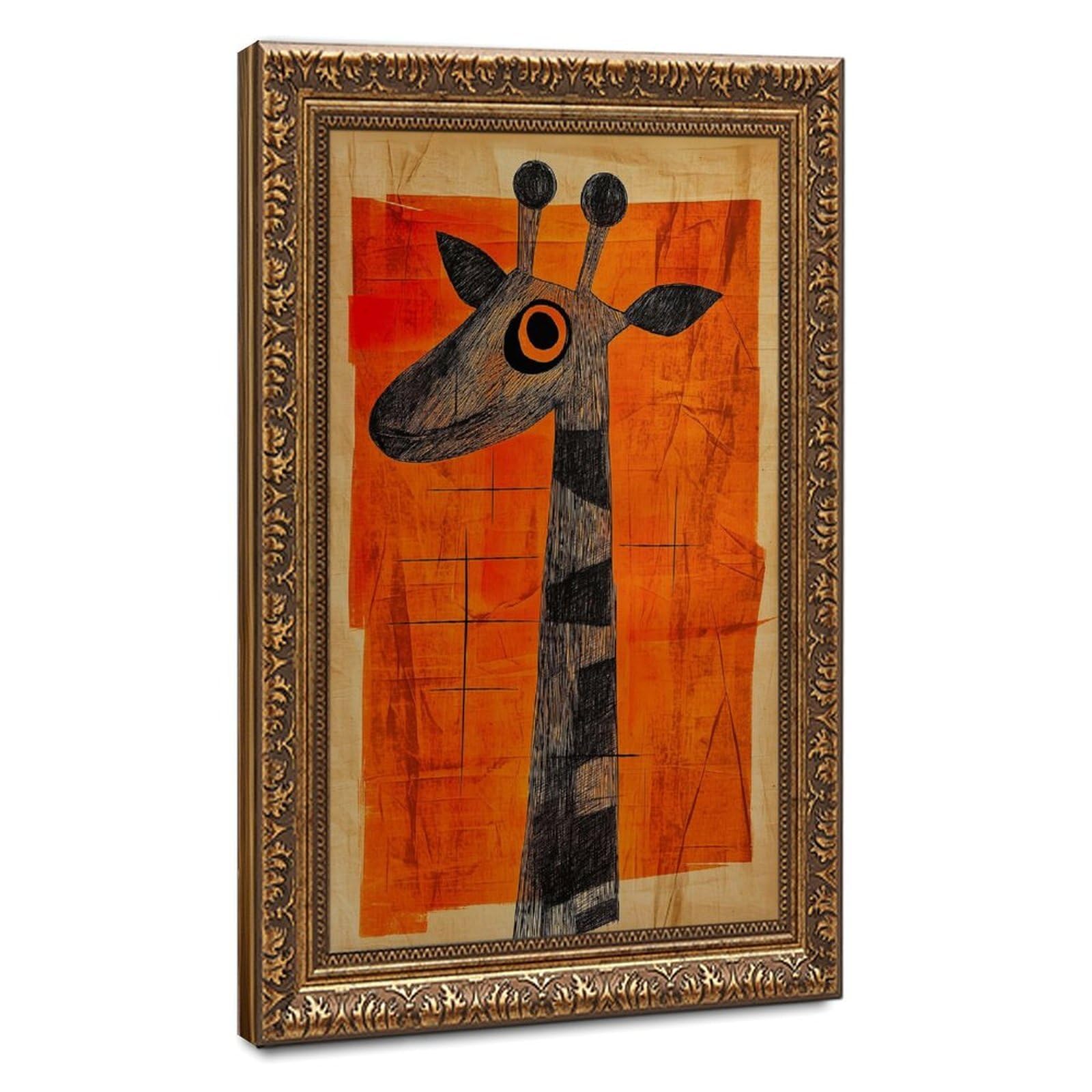 Bareronor Playful Orange Abstract Giraffe Canvas Poster Bedroom Decor Landscape Office Room Decor Gift 24" L X 36" W