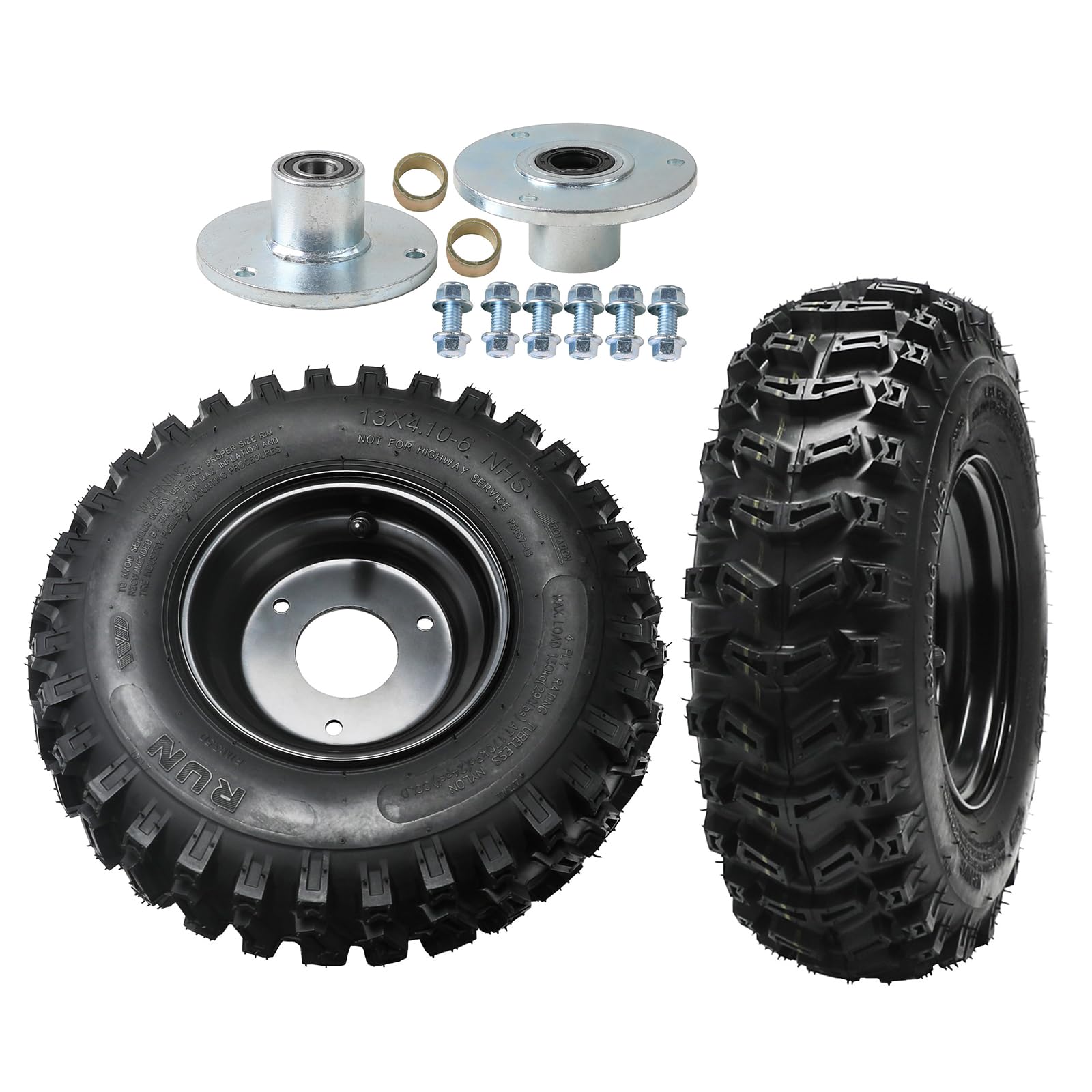 17x10 Wheel 2-Pack 13x4.10-6 Go Kart Tires & Rims - 4-Ply Tubeless ...