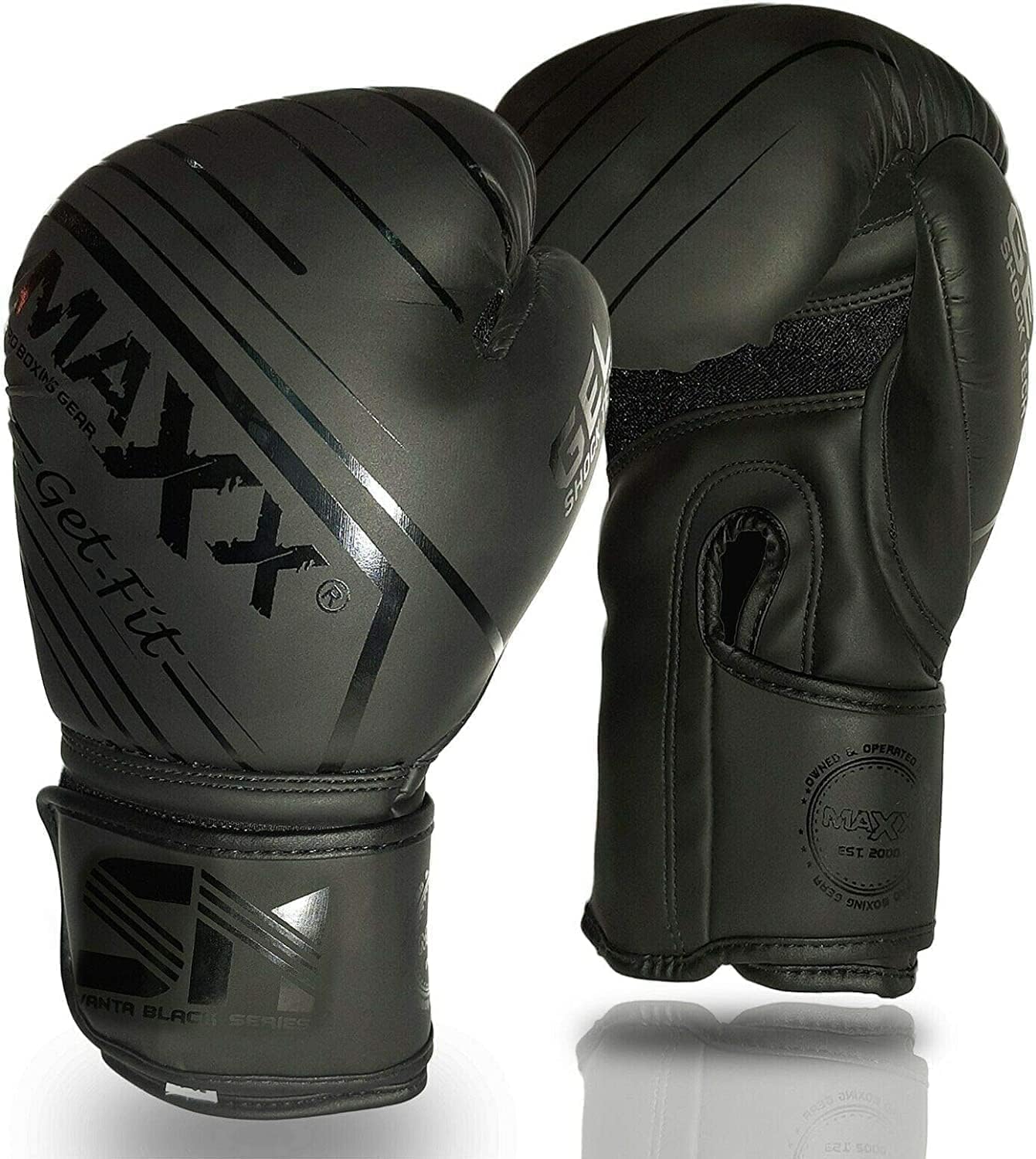 MAXX Junior Boxing Gloves: Adjustable Strap Training Gloves for MMA, Boxing, Muay Thai – Perfect for Boys and Girls (Vanta Black, 8OZ)
