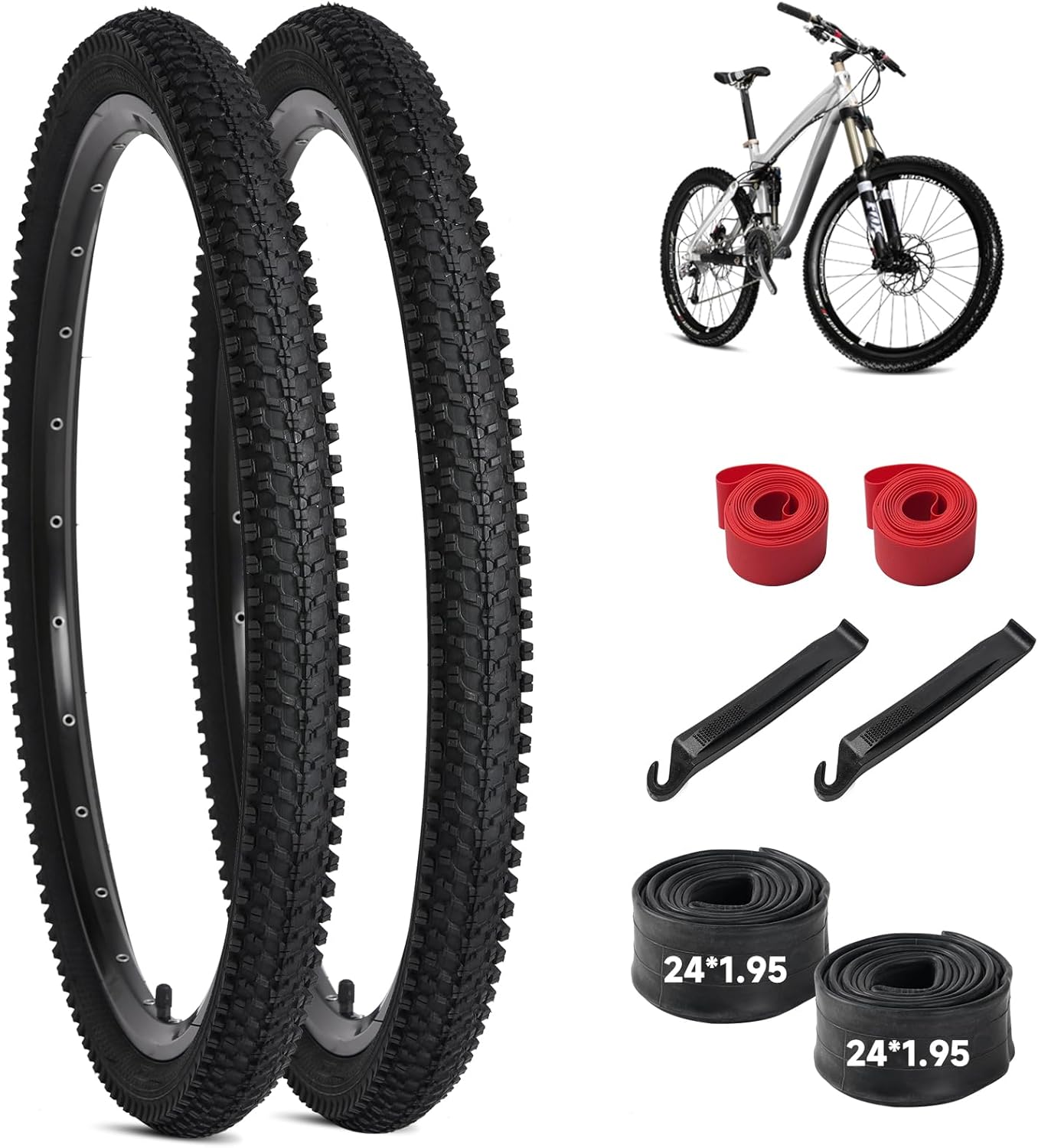 Inner Tube 24x1 95 Bike Tire 2Pcs Mountain Bike Tires And 2Pcs