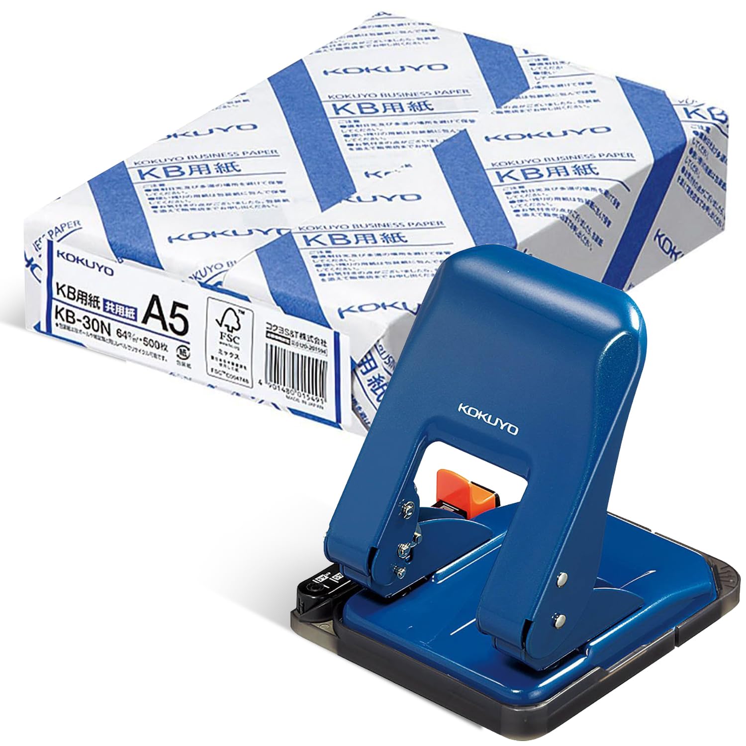 Amazon.com: Kokuyo A5 KB Paper(500 Sheets) and 2 Hole Punch Bundle 