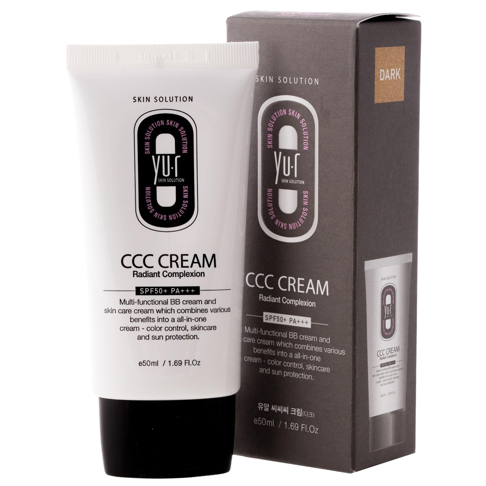 Yu.r CCC Cream SPF50+ PA+++ – 3-in-1 CC Cream mit UV-Schutz, Feuchtigkeit & natürlicher Tönung für alle Hauttypen, 50 ml (dark)
