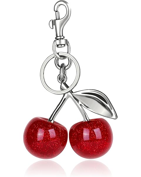OVRUNS Cherry Bag Charm Cute Cherry Accessories Sparkling Purse Charms for Women