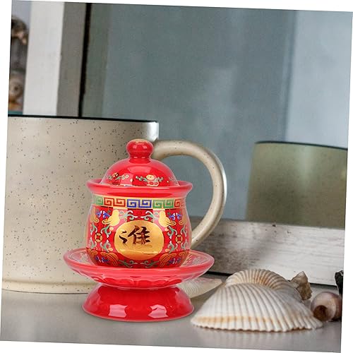 Miniatura 7 de Asakkura Contenedor sagrado para tibetano de varios soportes de personajes sacrificiales con taza de color Zhaocaijinbao y tazas de agua de vino