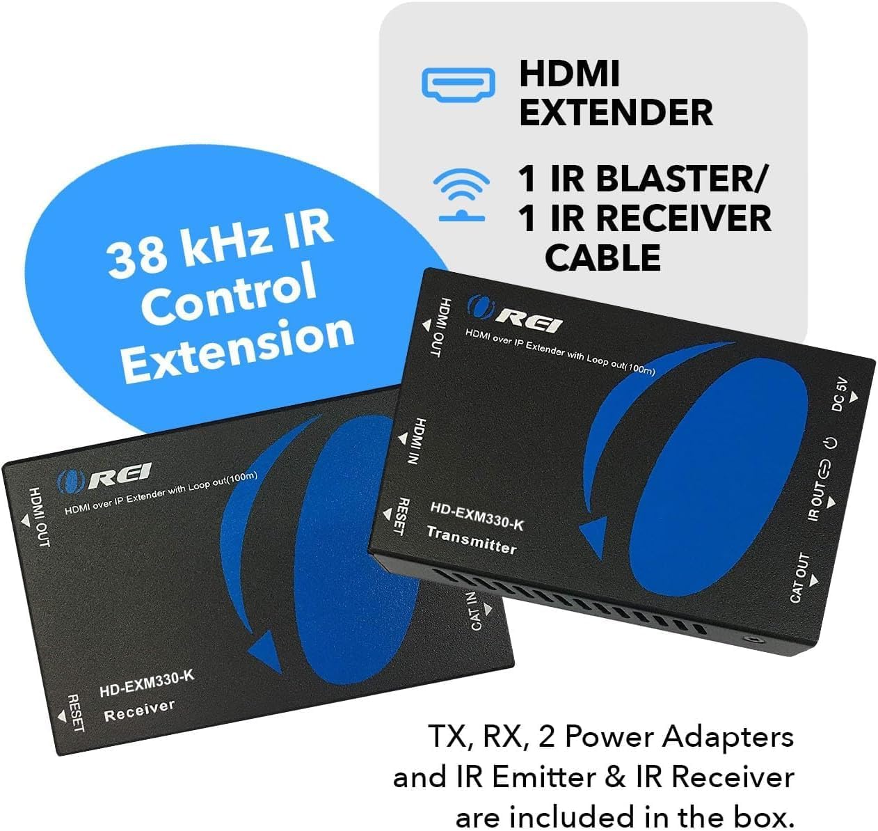 Orei Extender HDMI su cavo Ethernet singolo CAT6/CAT7 supporta 1080p @ 60Hz, 3D, audio HD con IR - fino a 196 FT (EX-196PRO-KIT)