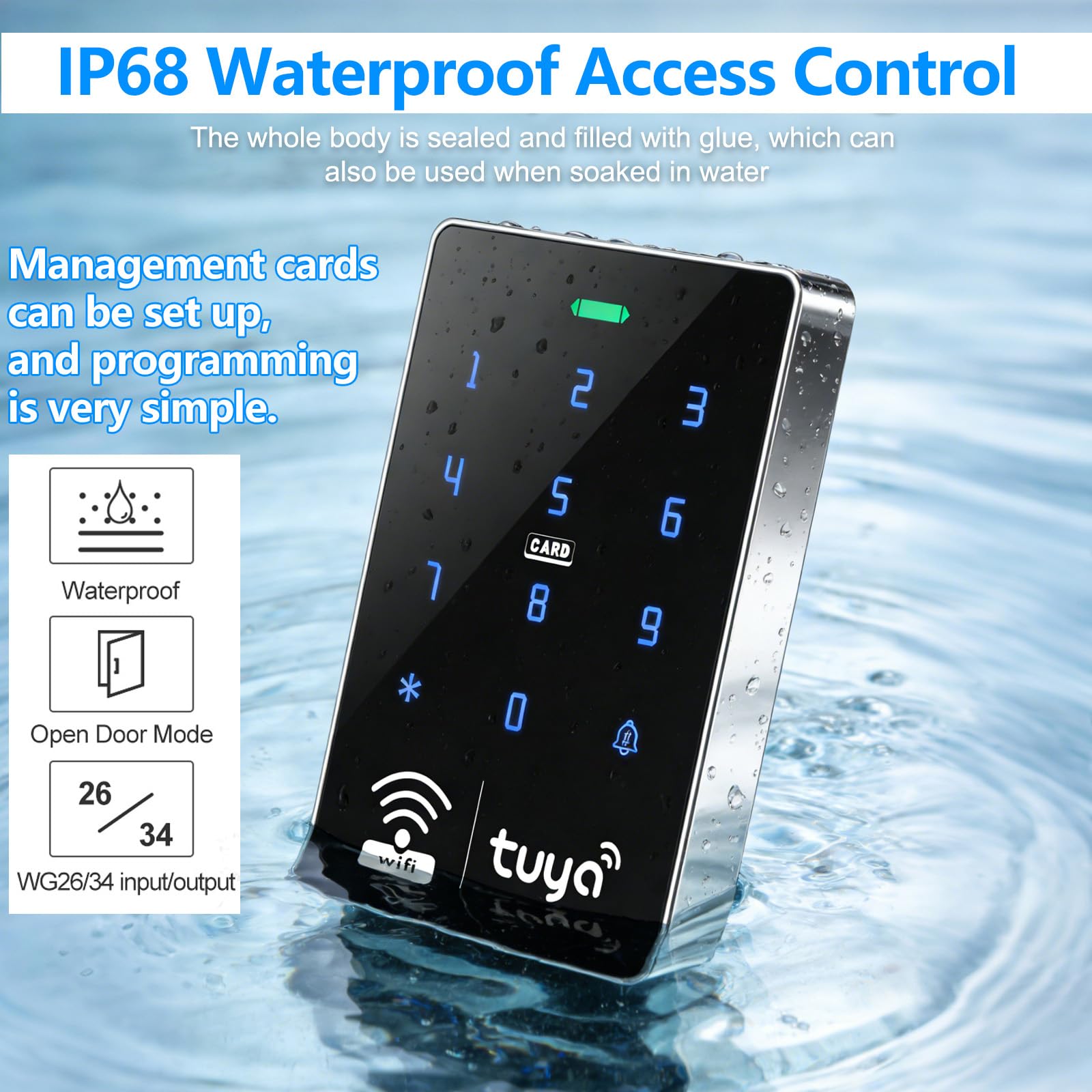 WiFi Tuya Kit de système d'accès de sécurité complet avec serrure de porte étanche à clavier tactile RFID, ouvre-porte à distance intelligent, application, serrure magnétique électrique de 272