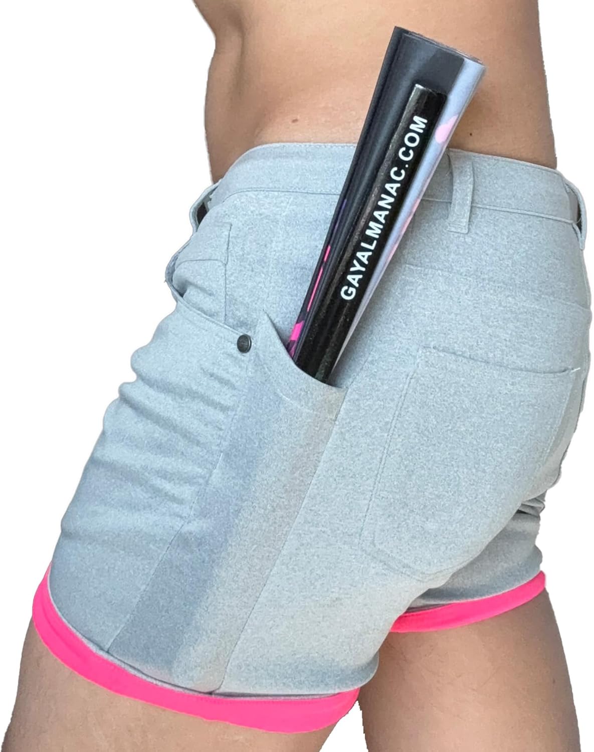 Mens Rave Shorts and Party Booty Shorts, 5-in Inseam with Hidden Pocket and Zipper Pockets for Phones