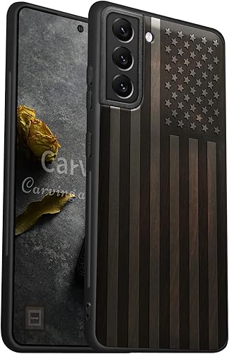 Carveit Funda de madera para Galaxy S22 2022 madera real dura y TPU suave a prueba de golpes, funda de madera única y elegante compatible con
