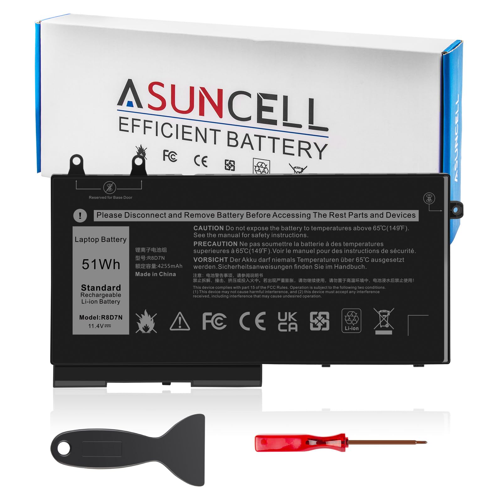 Photo 1 of  Missing tools ASUNCELL R8D7N Battery Replacement for Dell Inspiron 3540 M3550 Latitude 5400 5500 5510 7590 7591 7791 2-in-1 Series H82T6 0C5GV2 0W8GMW Series 1V1XF 4GVMP RF7WM 9JRYT X77XY 11.4V 51h