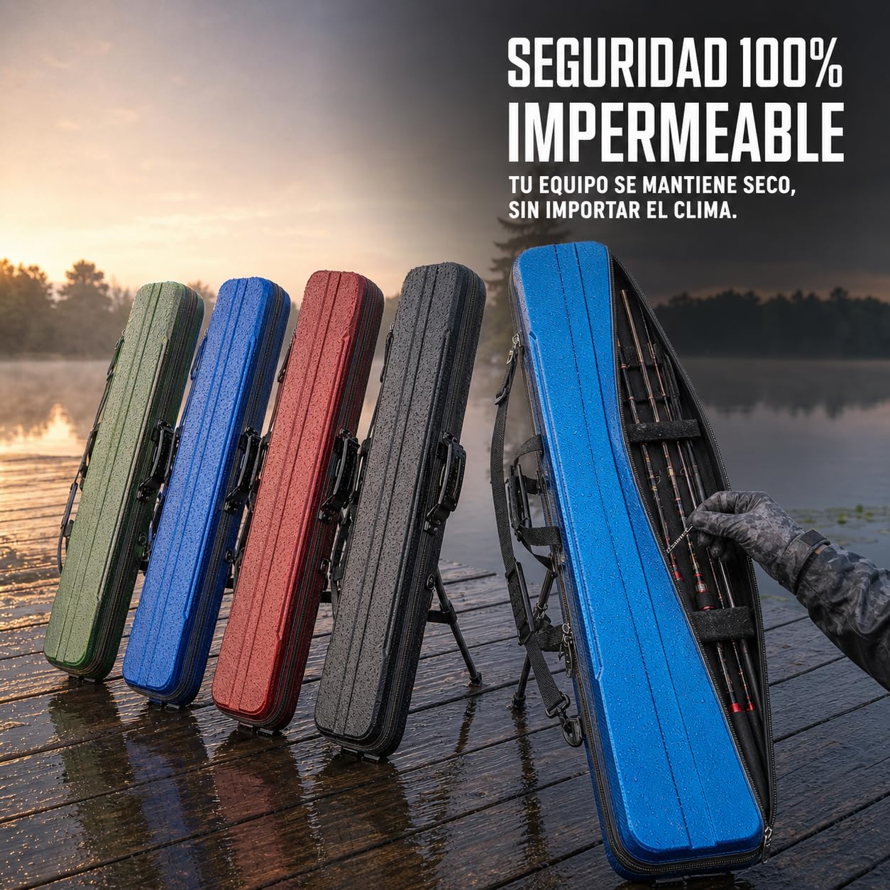 Bolsa Transporte rígida para cañas Pesca, Estuche Protector Resistente a Impactos, para Aparejos