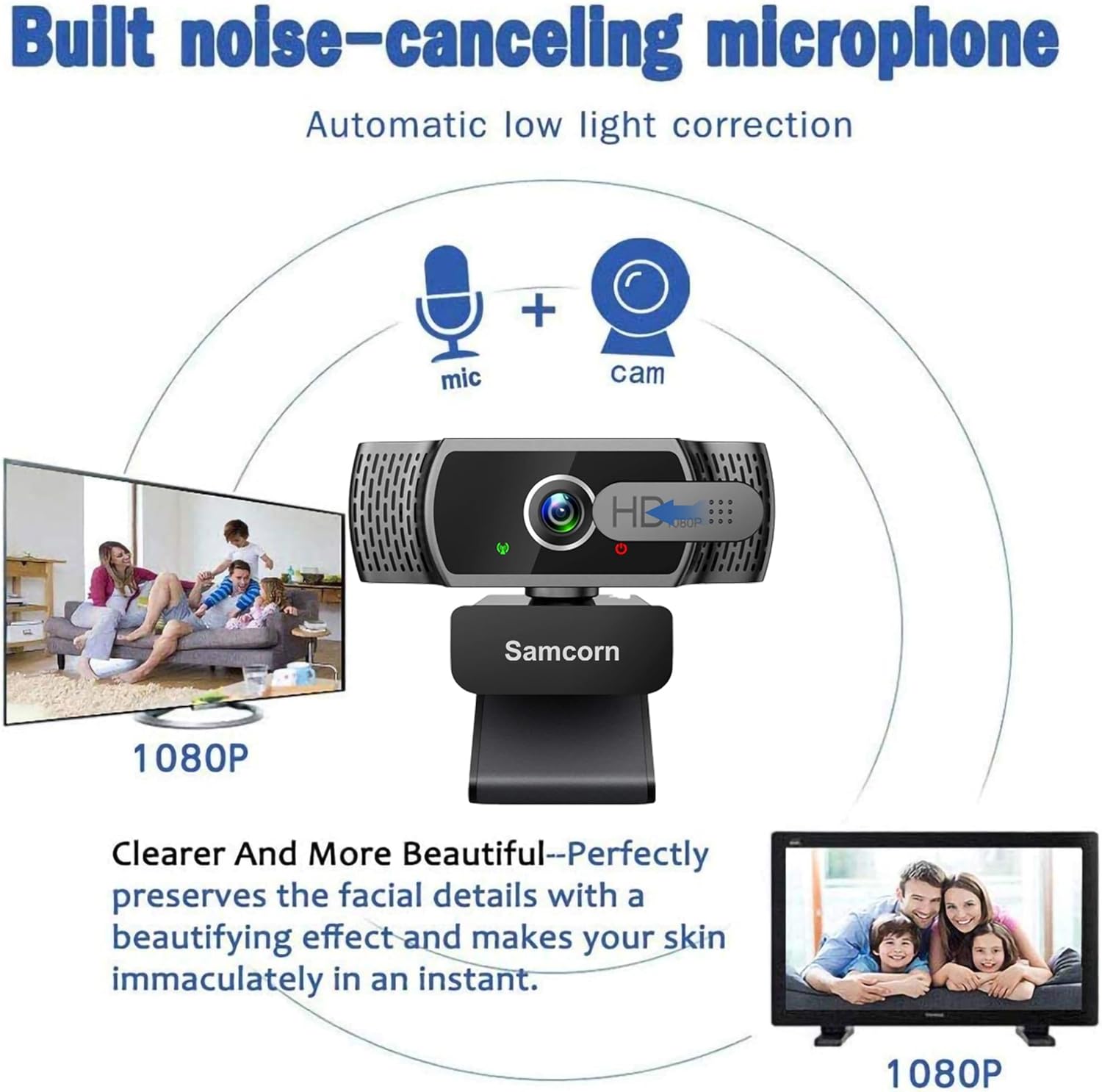 1080P HD USB Webcam con Micrófono para Escritorio, Panama Ubuy