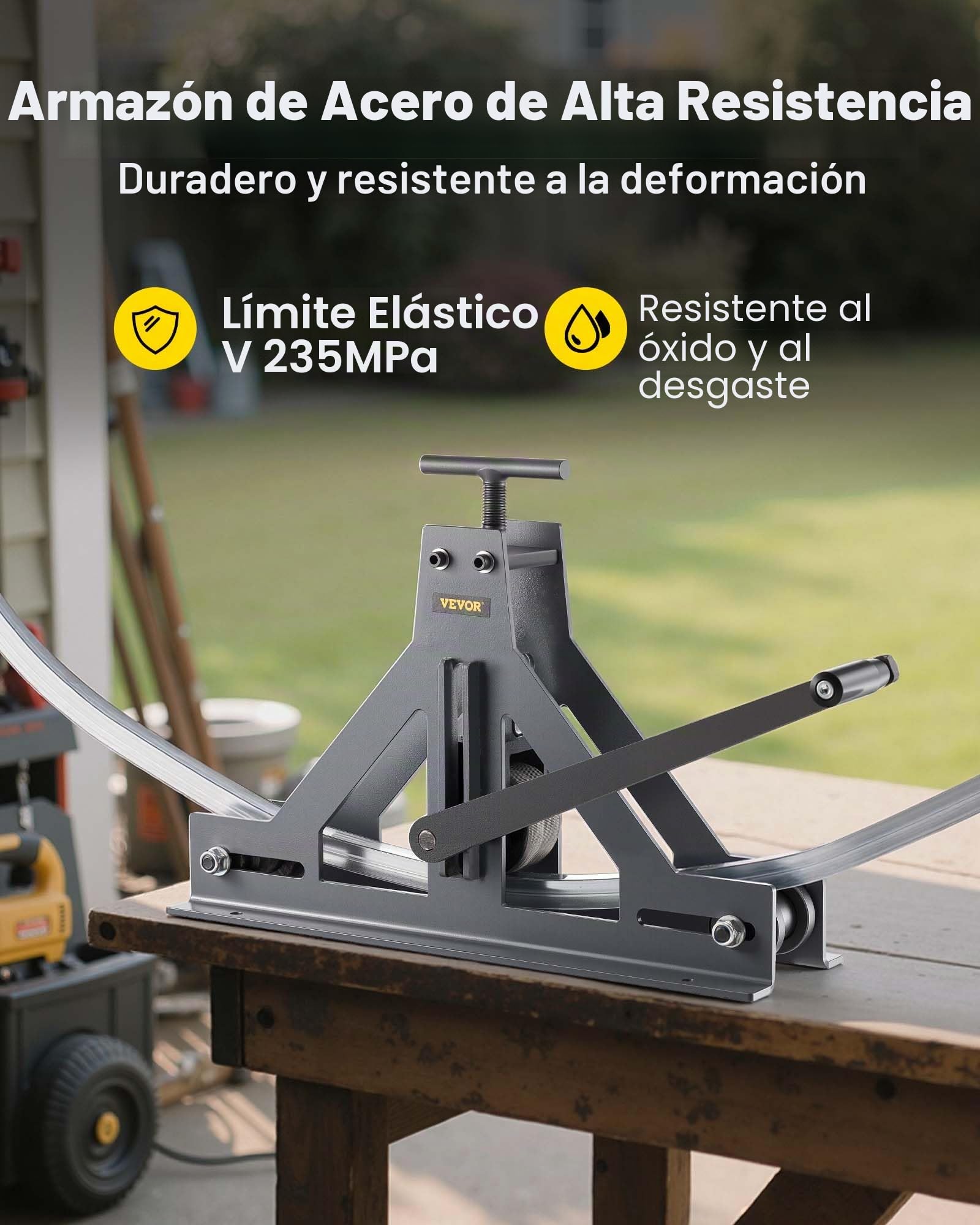 VEVOR Dobladora de Tubos Universal, Dobladora de Tubos, Dobladora de Tubos Acero, Dobladora Manual de Acero al Carbono, Dobladora de Tubos Manual Ajustable, Aplica a Acero Dulce, Cobre y Aluminio