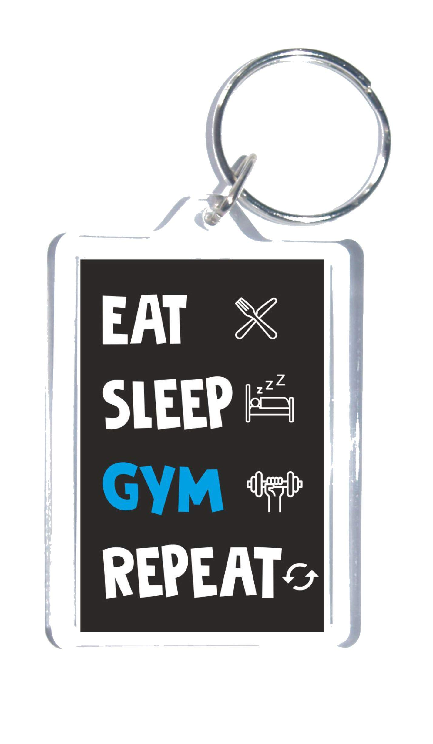 Exercise Keyring - Eat Sleep Gym Repeat - Novelty Gym Keyring – Fun Gift – Great Gift Or Present