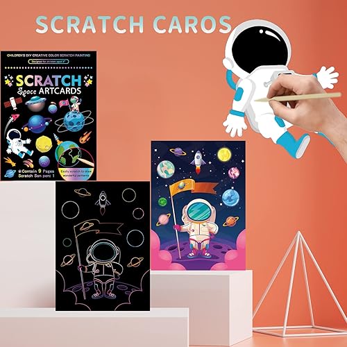 Miniatura 7 de OPUHOHR Juego de 3 juegos de arte mágico de papel para rascar, colorido libro de arte de dibujo mágico con 3 bolígrafos para rascar para cumpleaños,