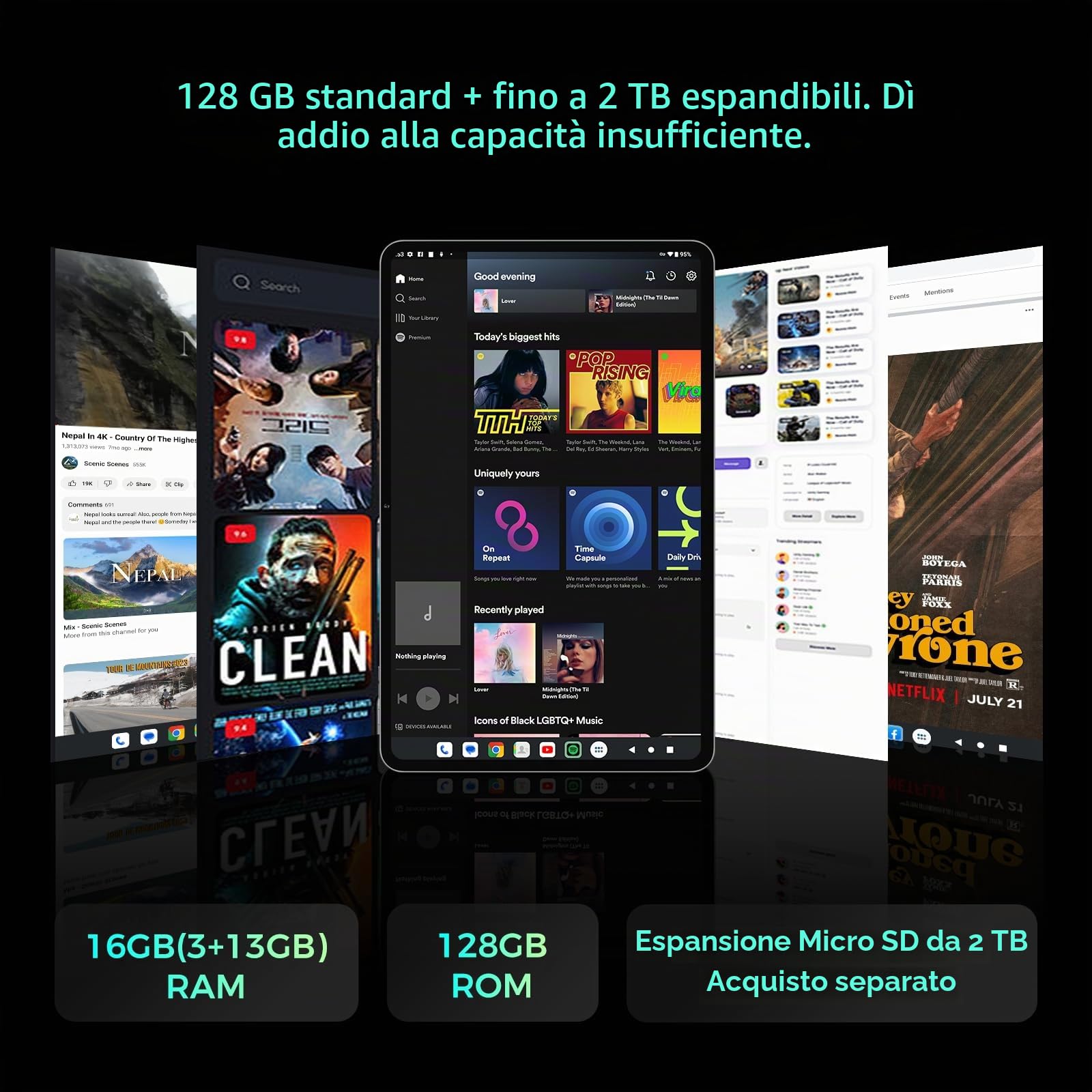 TECLAST P50T Tablet 11" 90Hz Android16, 2GHz 16GB+128GB con 10 Accessori
