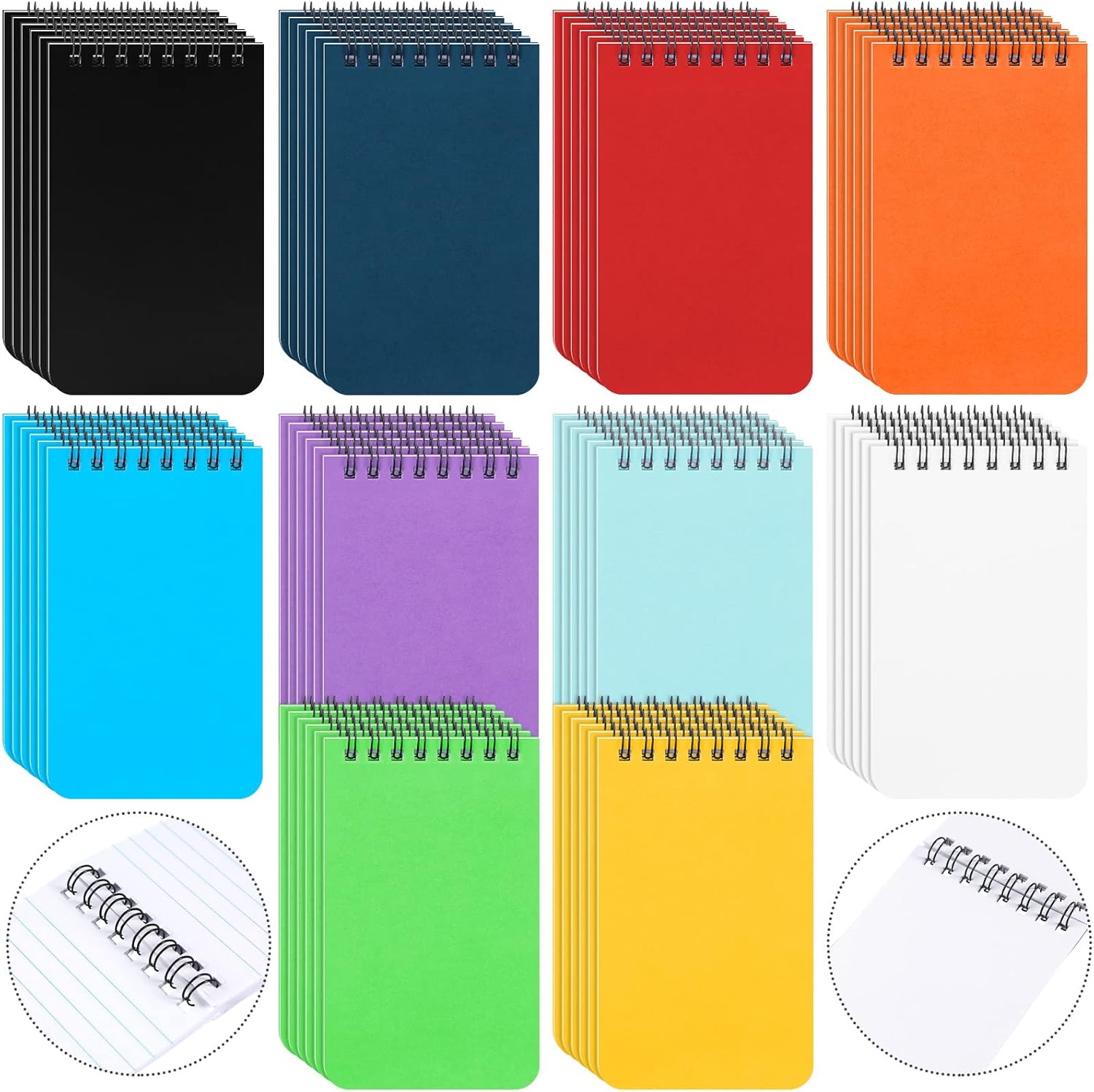 120 Pack Small Spiral Notebooks 3 x 5" Wirebound Top