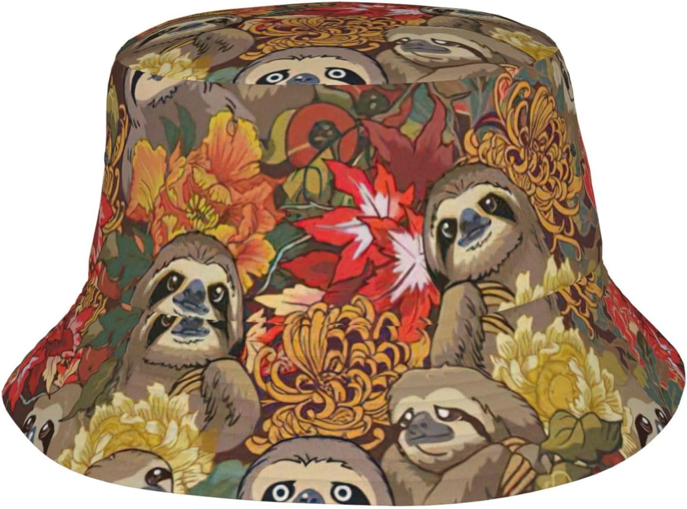 Bucket Hat Funny Sloths Print Summer Sun Hat Trendy Beach Funny Fisherman Hat for Men Women Unisex Black