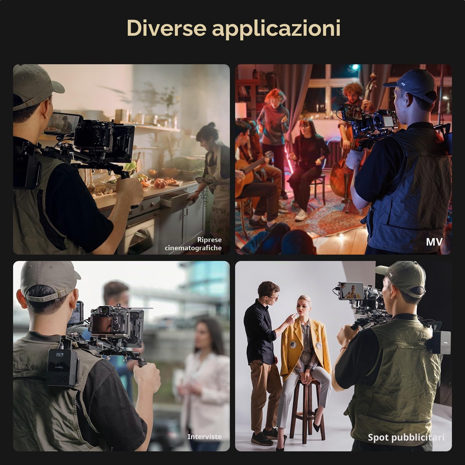 SMALLRIG Kit di Supporto per Spalla (Versione Classica), Doppie Maniglie, Aste da 15 mm, Supporto Video Universale per Spalla con Sgancio Rapido per Arca, per SMALLRIG Follow Focus - 4480