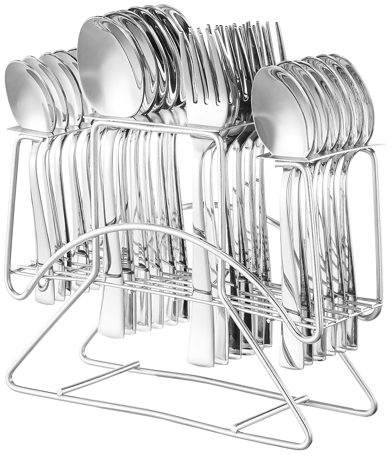 BishtHub Stainless Steel Cutlery Set 24 Pieces (Contains- 6 Tea Spoons, 6 Snack Spoons and 6 Forks) Flatware Set for Dining Table