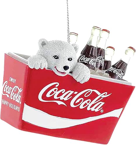 Miniatura 2 de Coca-Cola Kurt Adler Polar Bear Cub in Coke Cooler Adorno de resina, 2.75 pulgadas