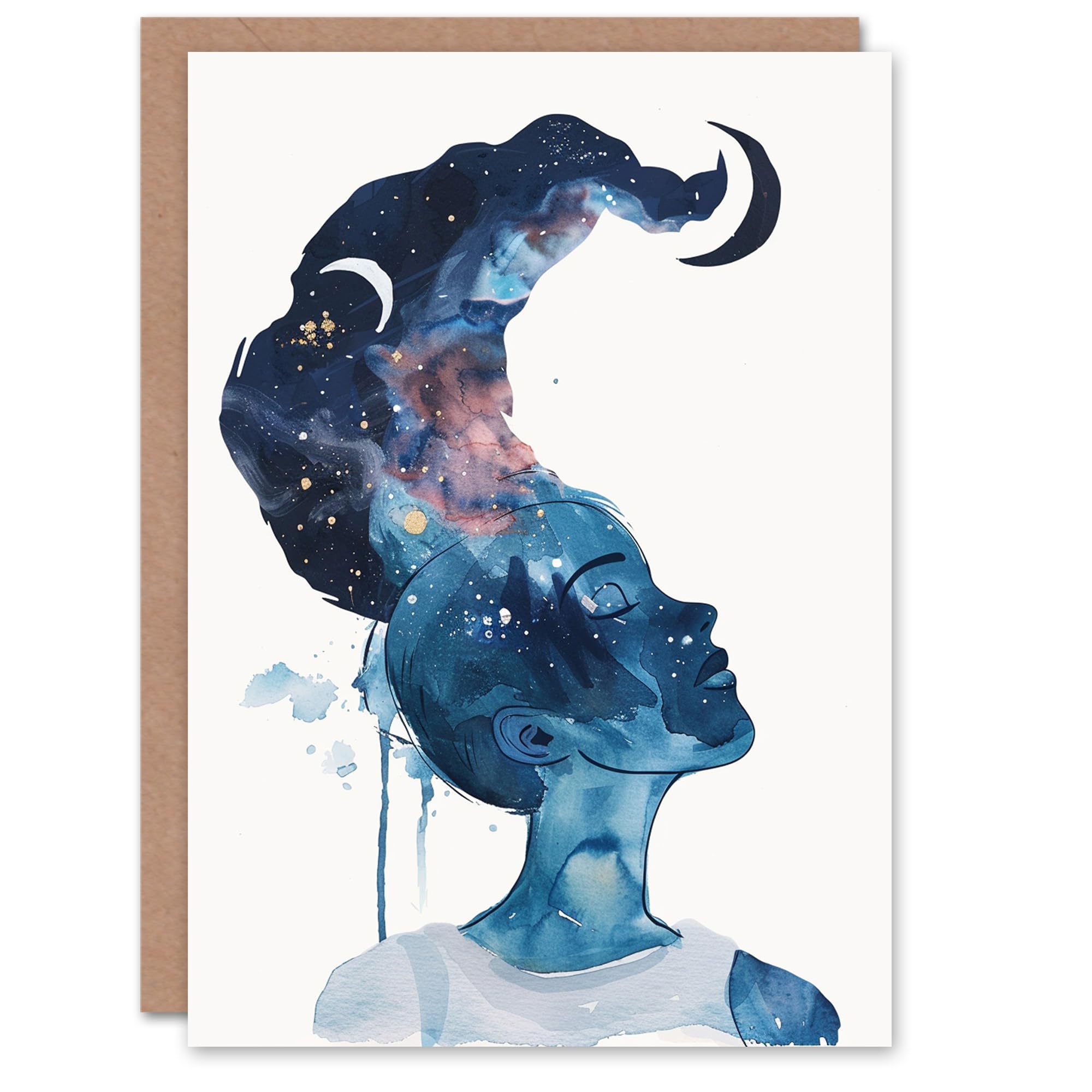 Artery8 Astral Spiritual Dream Watercolour Conceptual Art For Her Woman Birthday Card