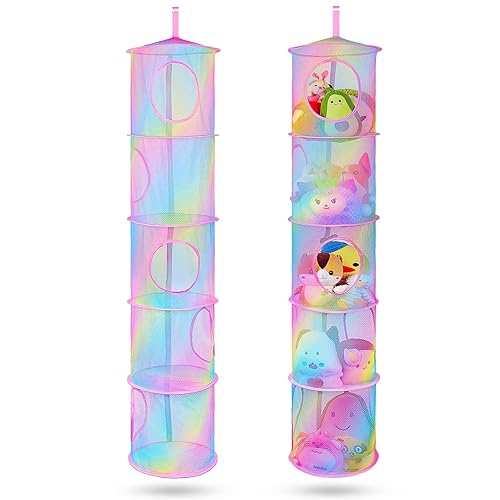 Basumee Red de animales de peluche, 2 piezas, hamaca de red de almacenamiento de animales de peluche para animales de peluche, hamaca de malla para