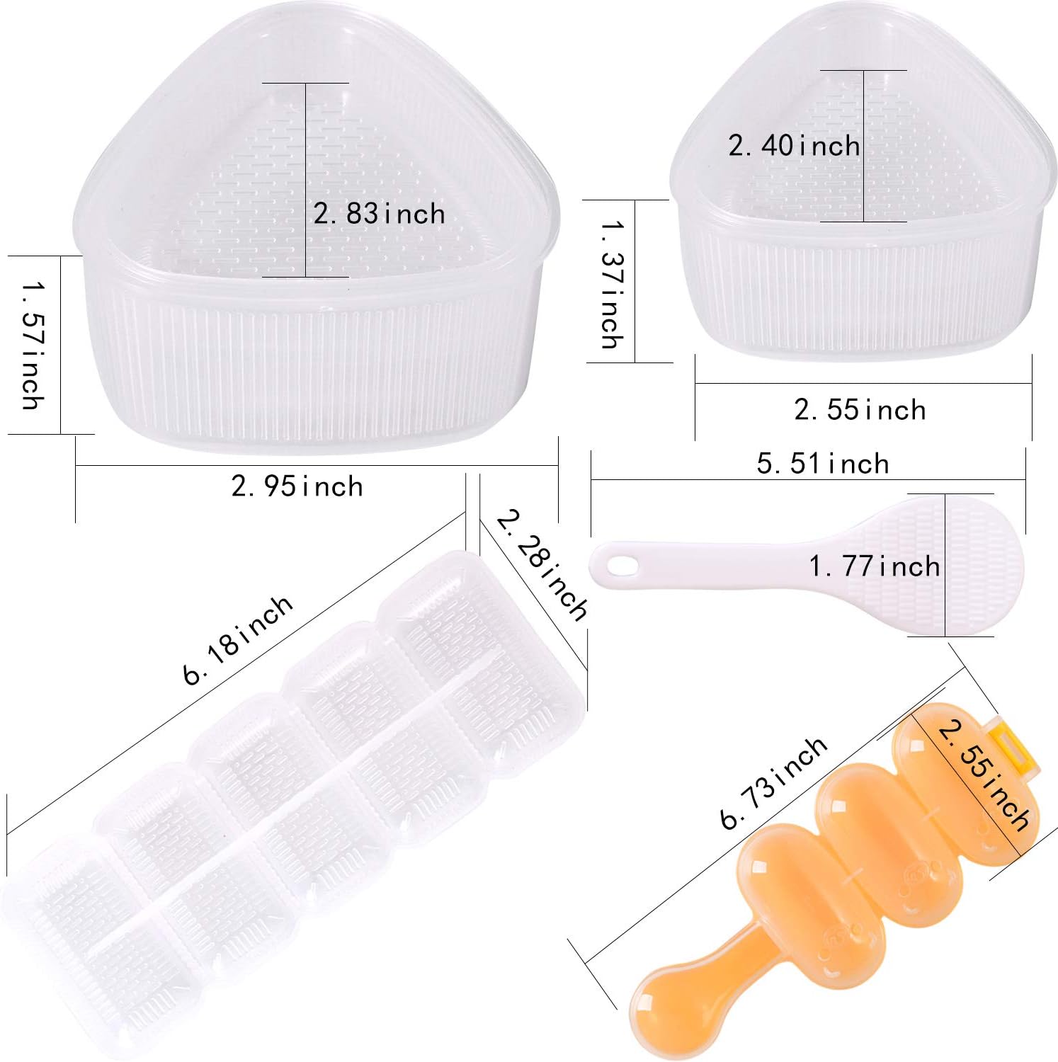 Sushi Mold Rice Ball Mold Set, Include 4 Pieces Triangle Sushi Mold 1 Piece Sushi Rice Shape Maker, 1 Piece Rice Baller Shaker with Rice Paddle
