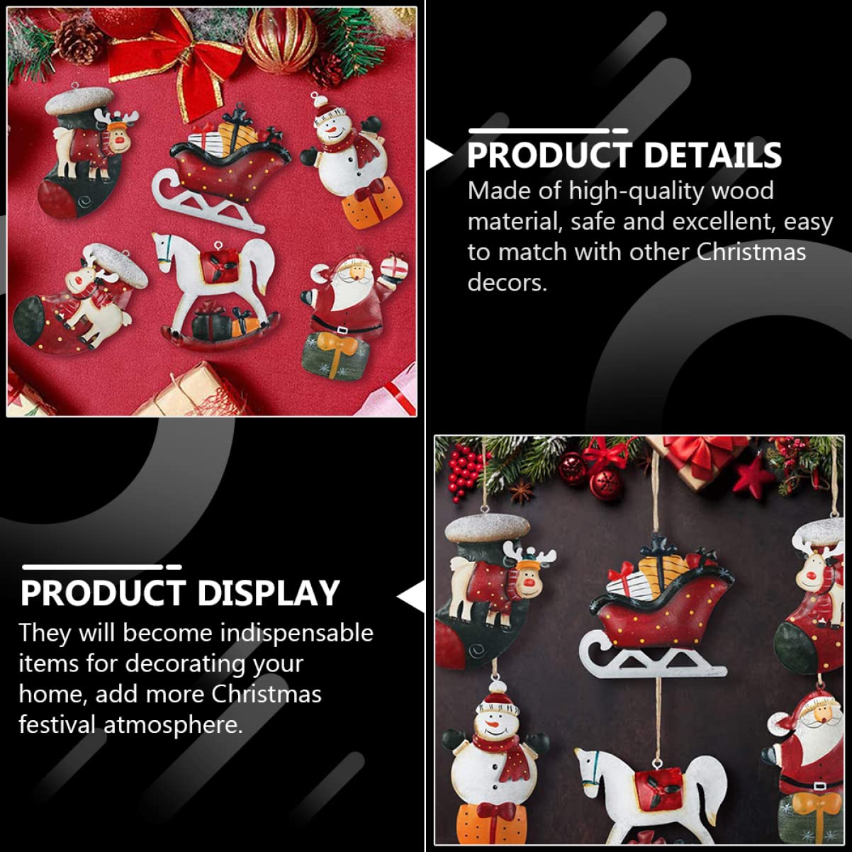 MAGICLULU 2 Sätze Weihnachtsschmuck Weihnachts Figuren Weihnachtsfigur Lebkuchen Dekorationen Mann Anhänger Mit Weihnachtsmotiven Hängende Weihnachtsverzierung Aus Holz Hölzern 12 Stück * 2